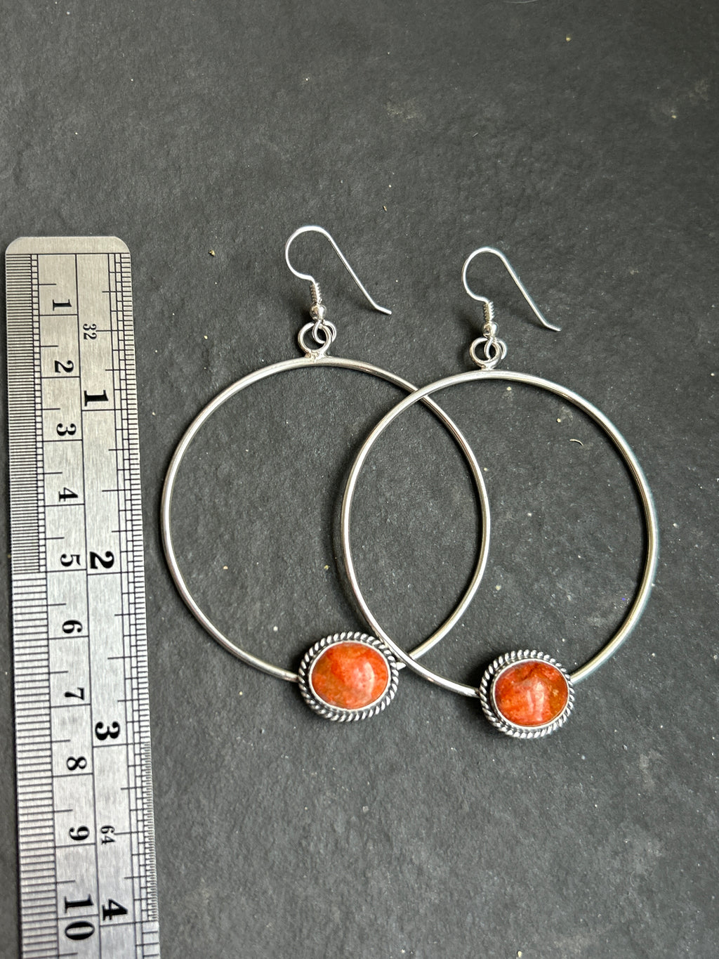 Apple Coral Dangle Hoop Earrings