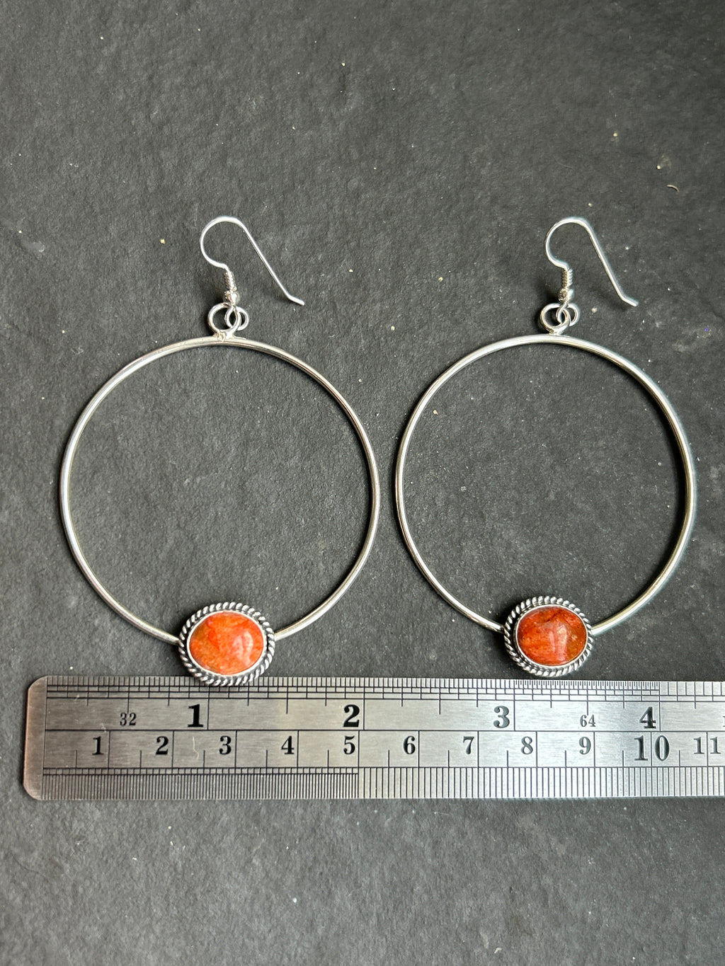 Apple Coral Dangle Hoop Earrings