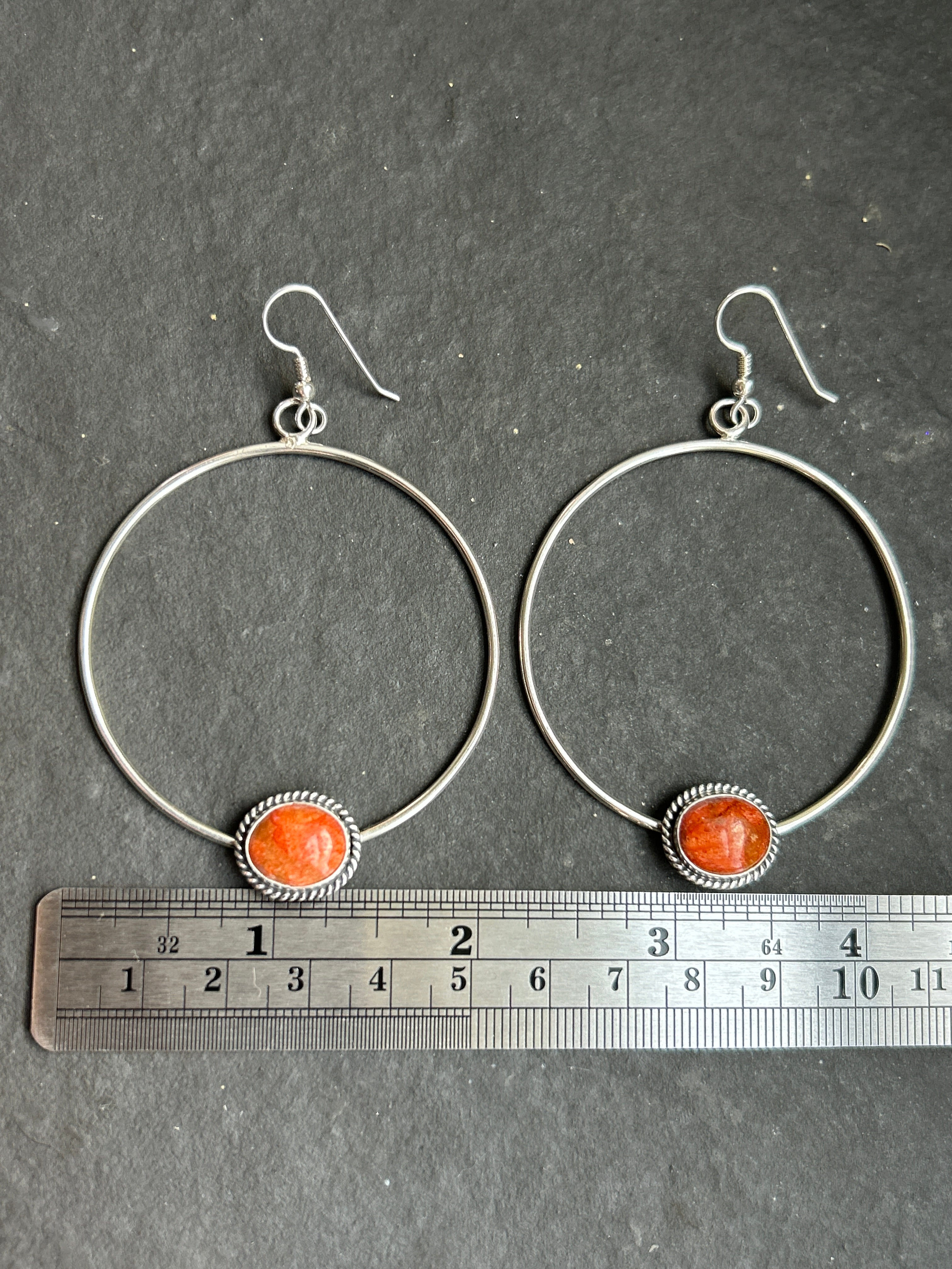 Apple Coral Dangle Hoop Earrings