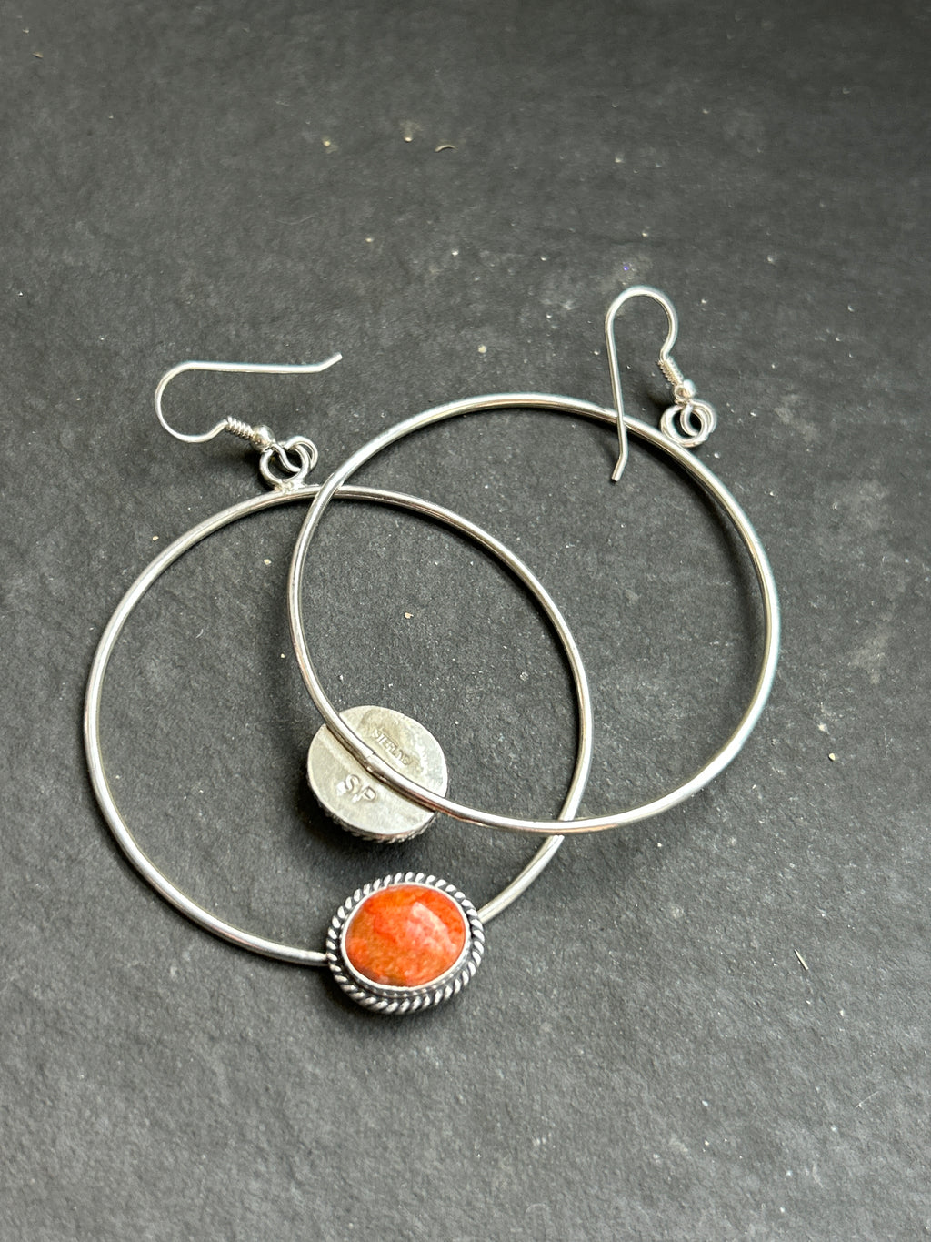 Apple Coral Dangle Hoop Earrings