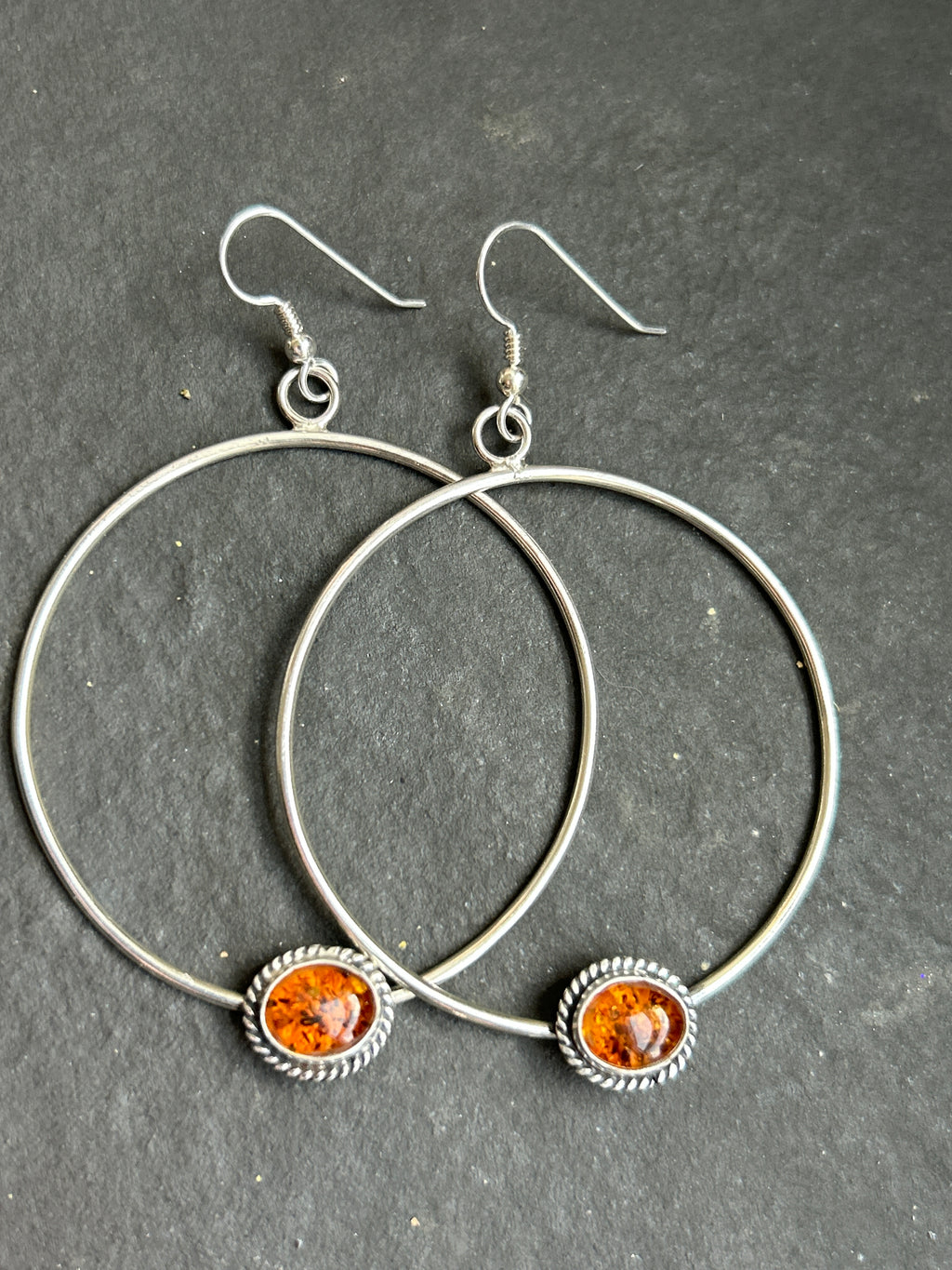 Baltic Amber Dangle Hoop Earrings
