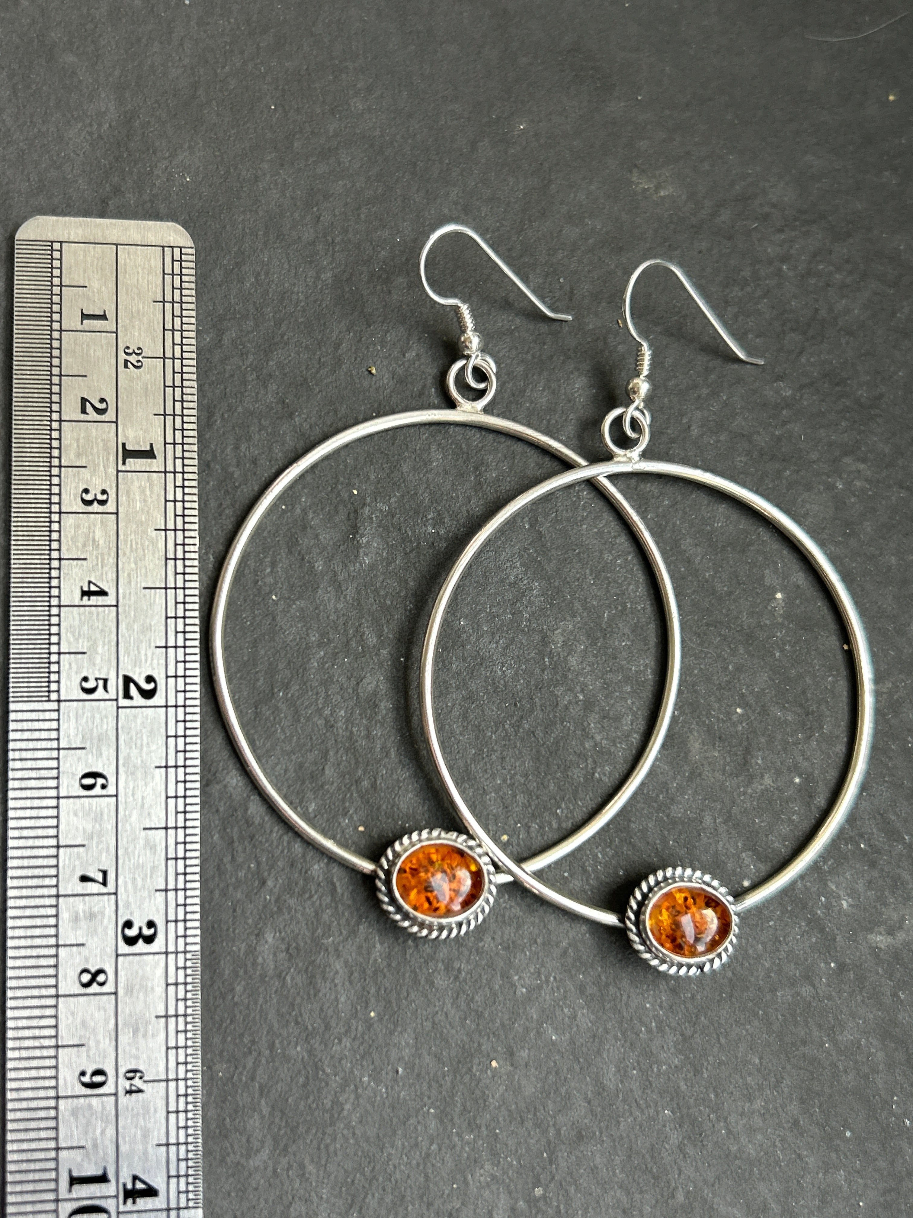 Baltic Amber Dangle Hoop Earrings