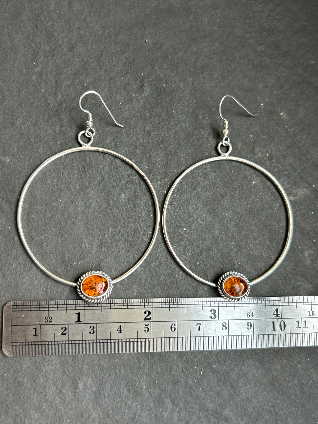 Baltic Amber Dangle Hoop Earrings