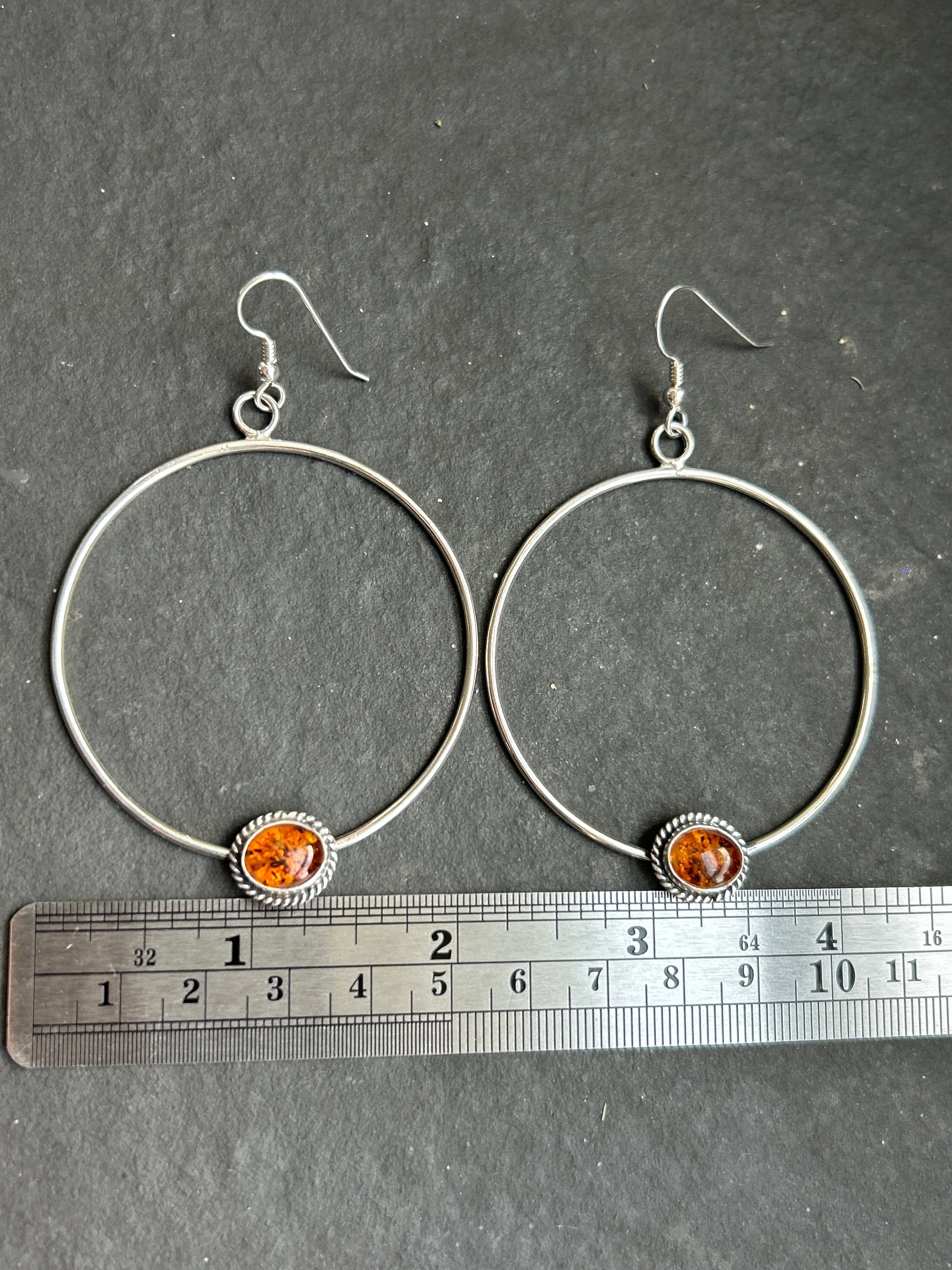 Baltic Amber Dangle Hoop Earrings