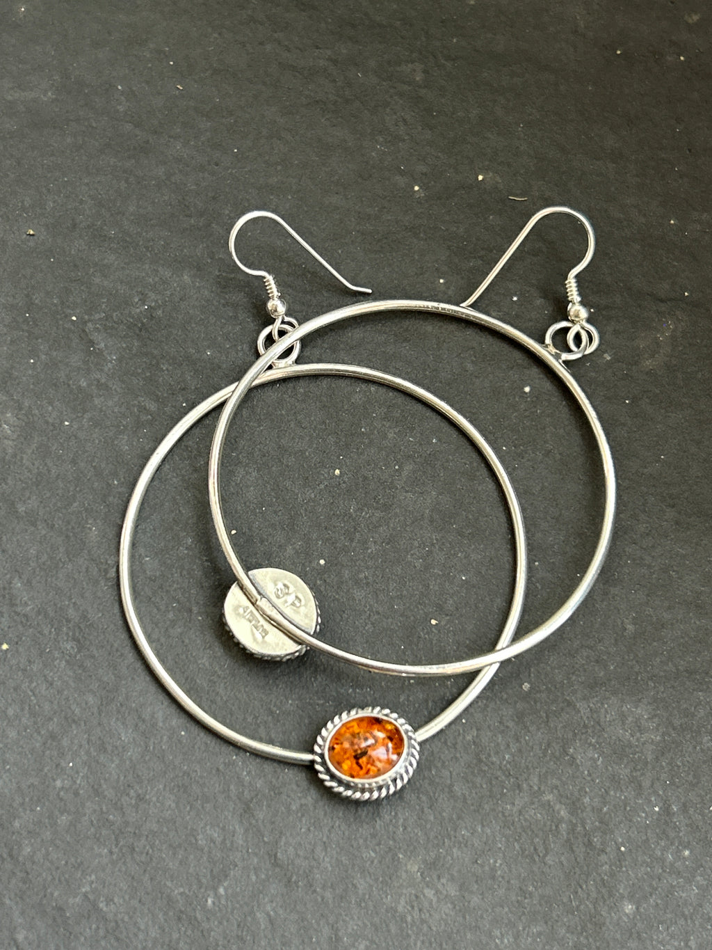 Baltic Amber Dangle Hoop Earrings