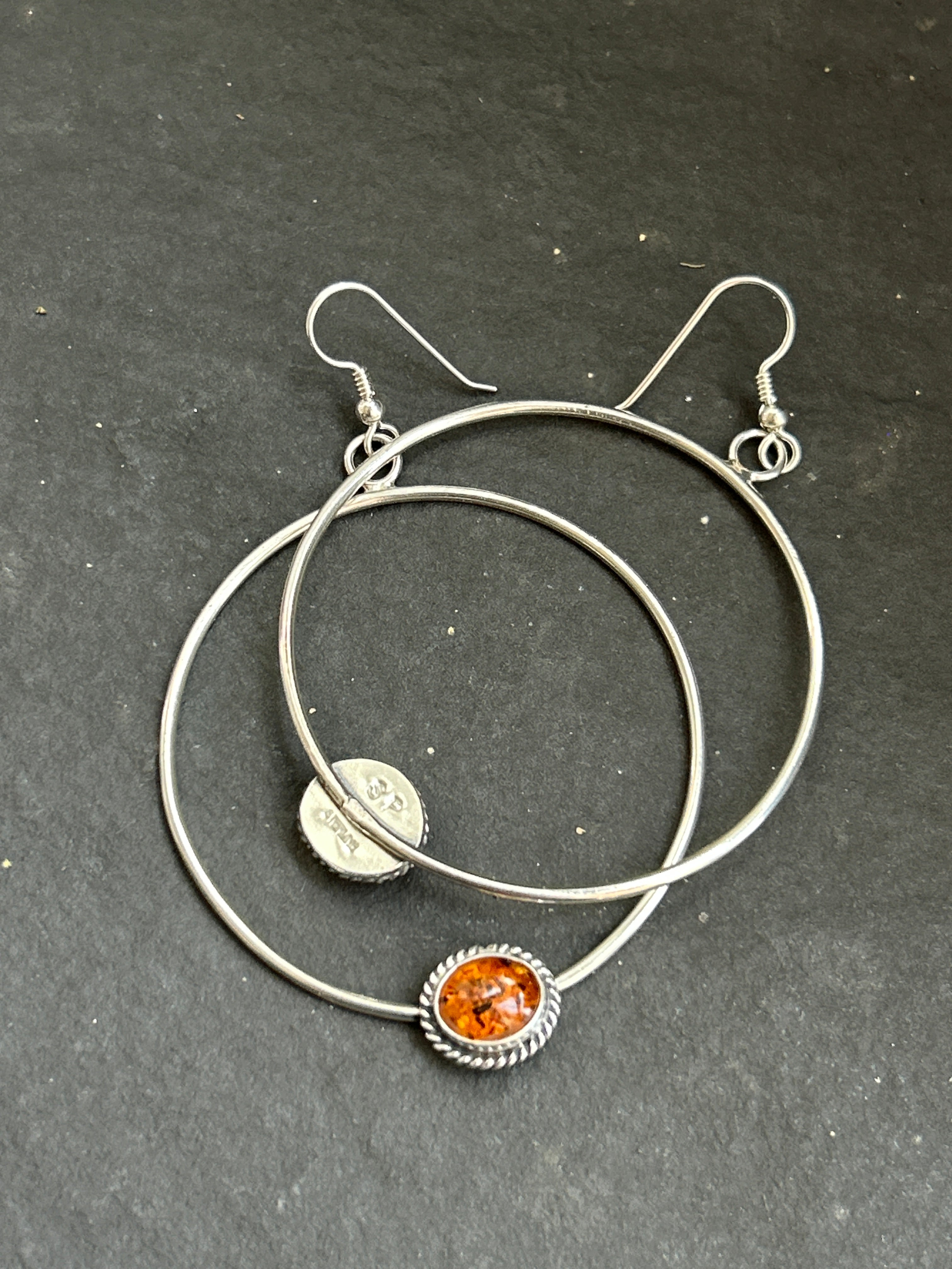Baltic Amber Dangle Hoop Earrings