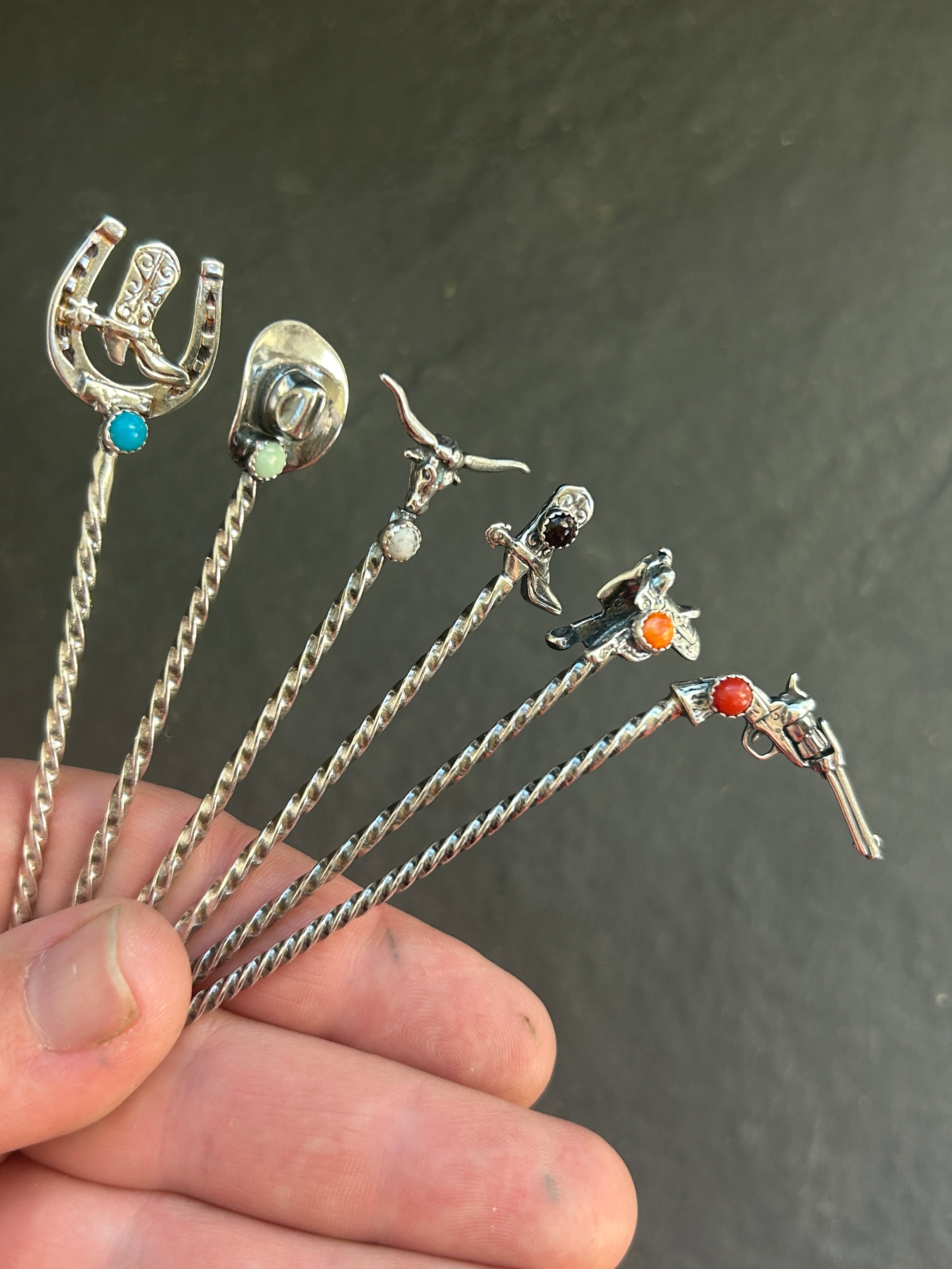 Saddle + Spur Set of 6 Sterling Silver Pick Collection