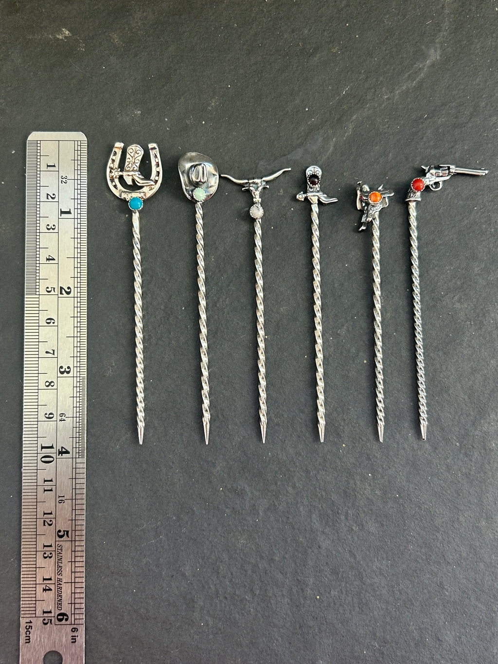 Saddle + Spur Set of 6 Sterling Silver Pick Collection