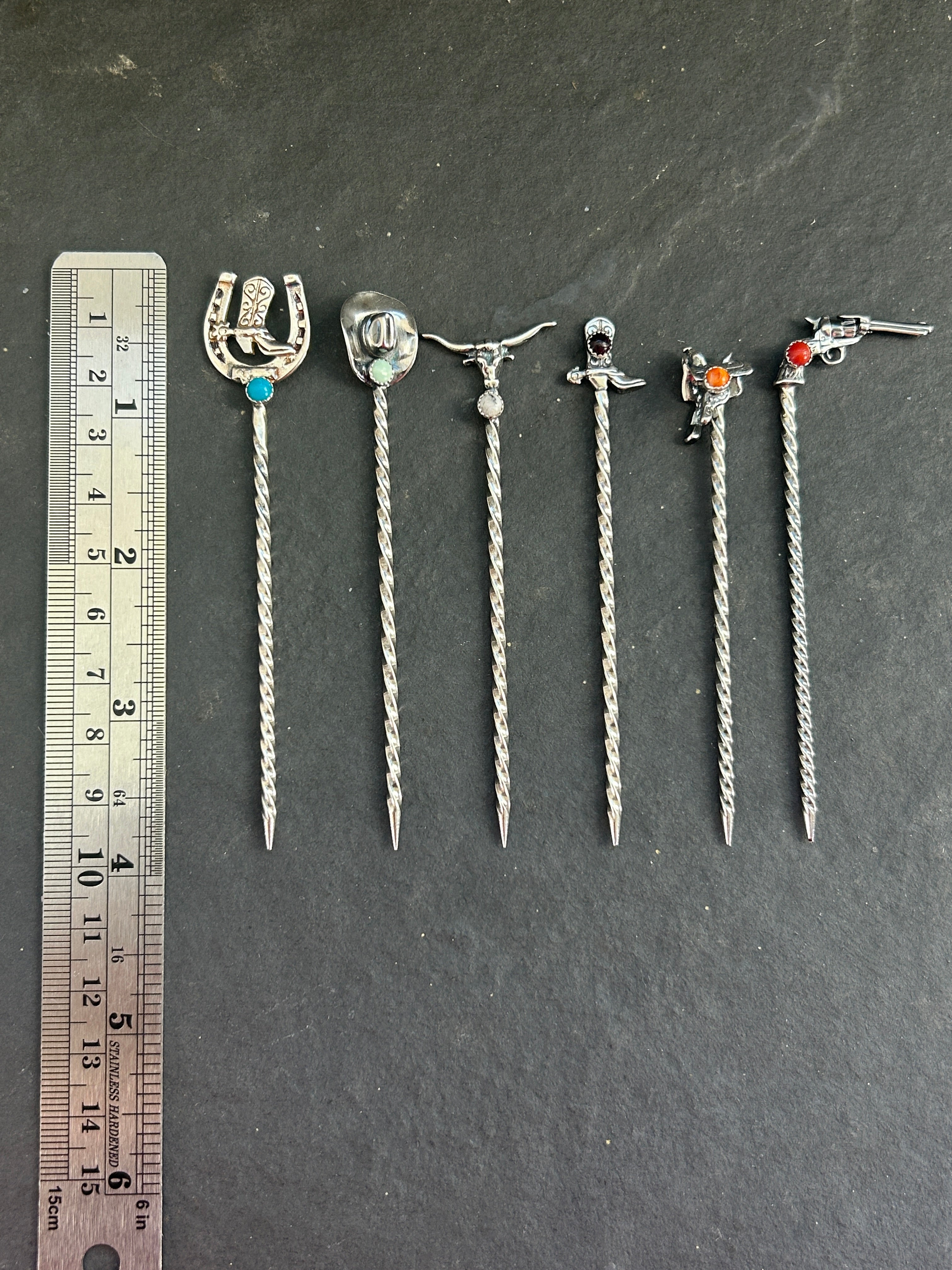 Saddle + Spur Set of 6 Sterling Silver Pick Collection
