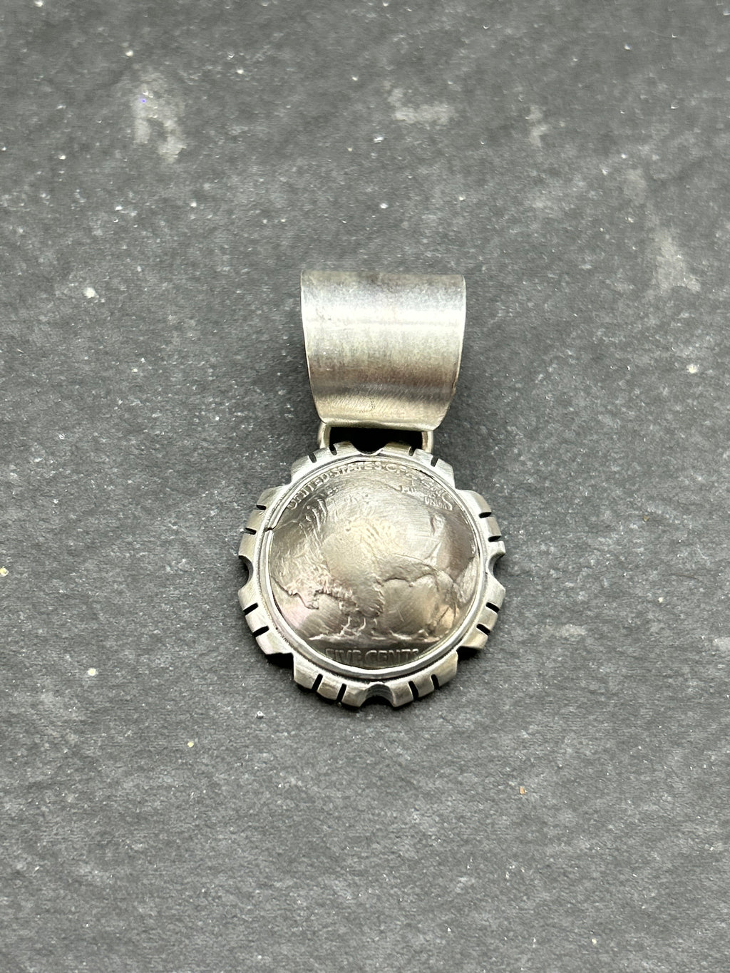 Sterling Silver + Vintage Buffalo Nickel Concho Style Pendant Style #2