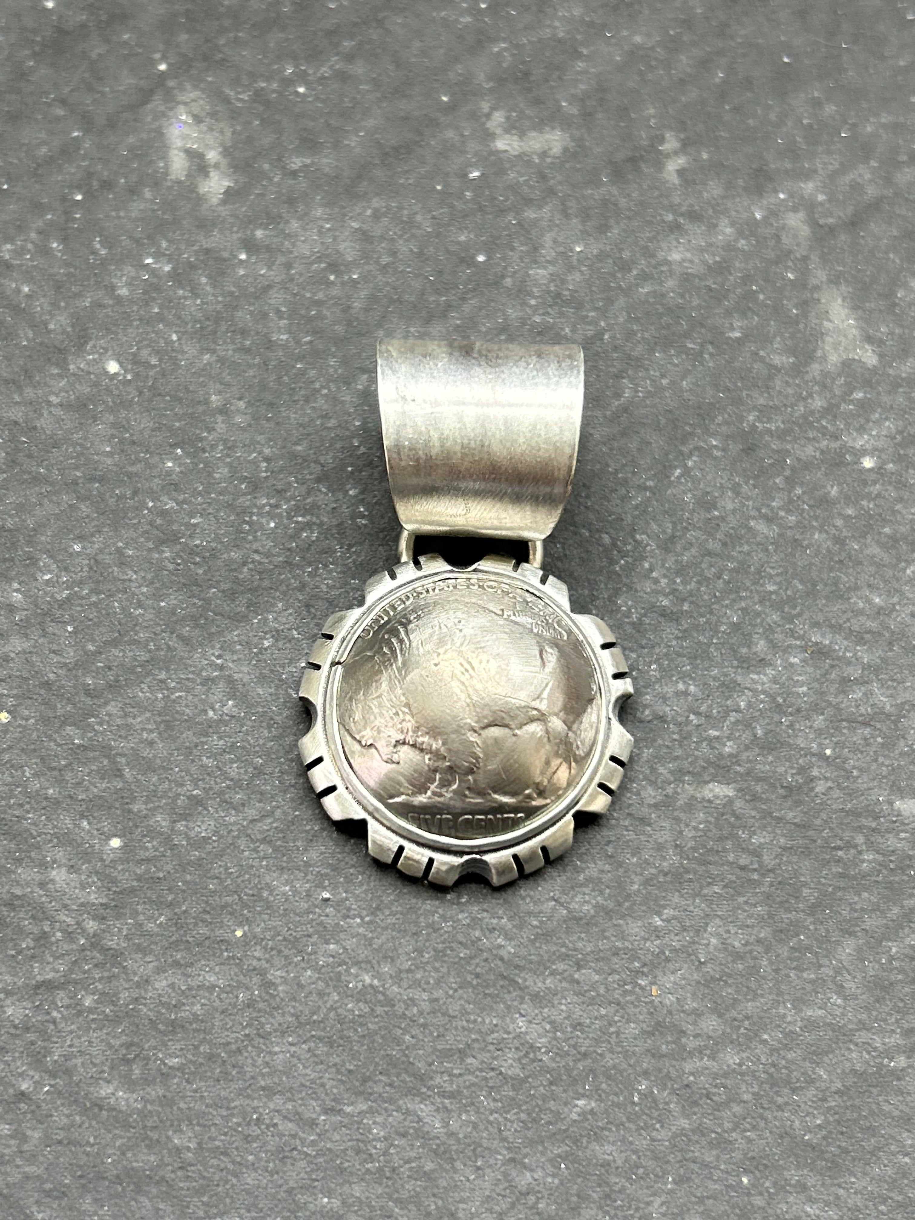 Sterling Silver + Vintage Buffalo Nickel Concho Style Pendant Style #2