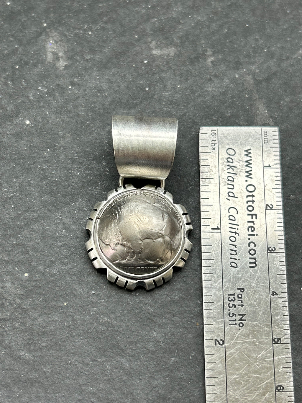 Sterling Silver + Vintage Buffalo Nickel Concho Style Pendant Style #2