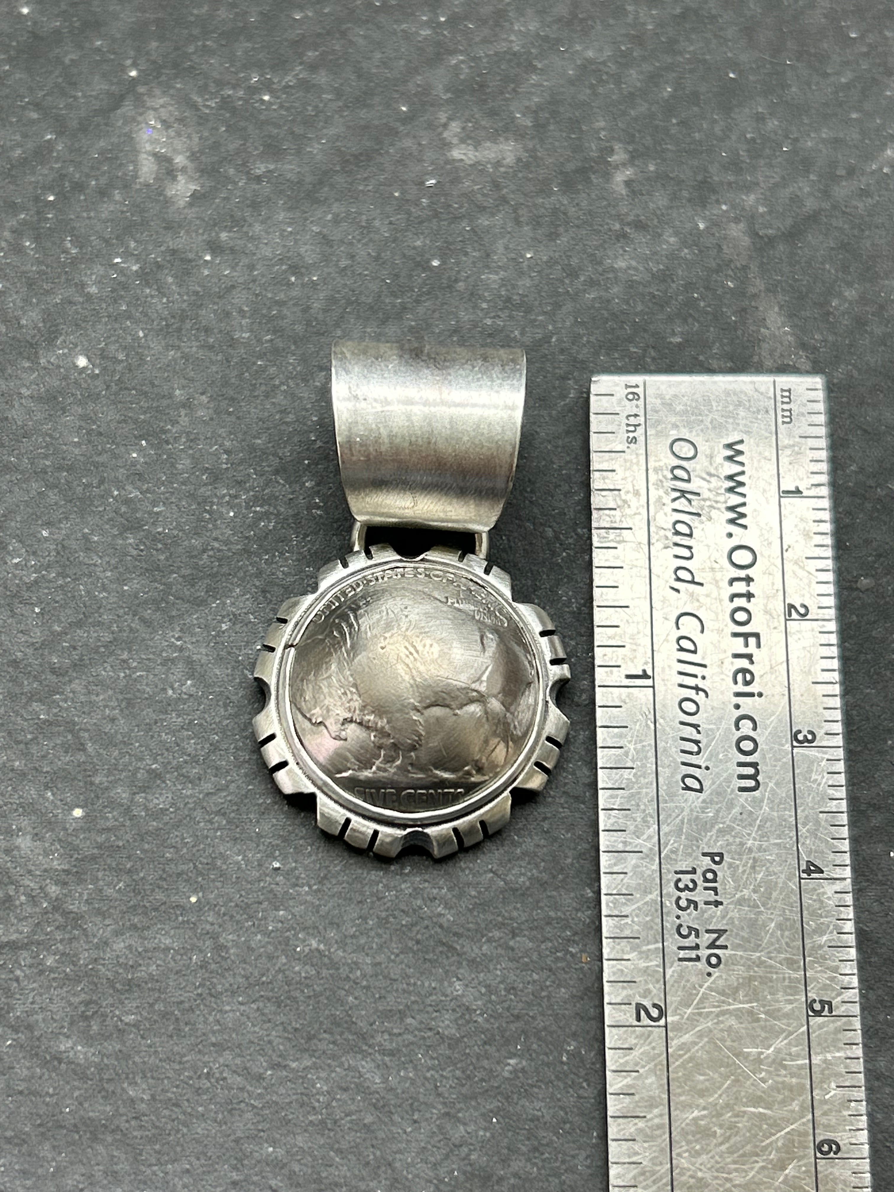Sterling Silver + Vintage Buffalo Nickel Concho Style Pendant Style #2