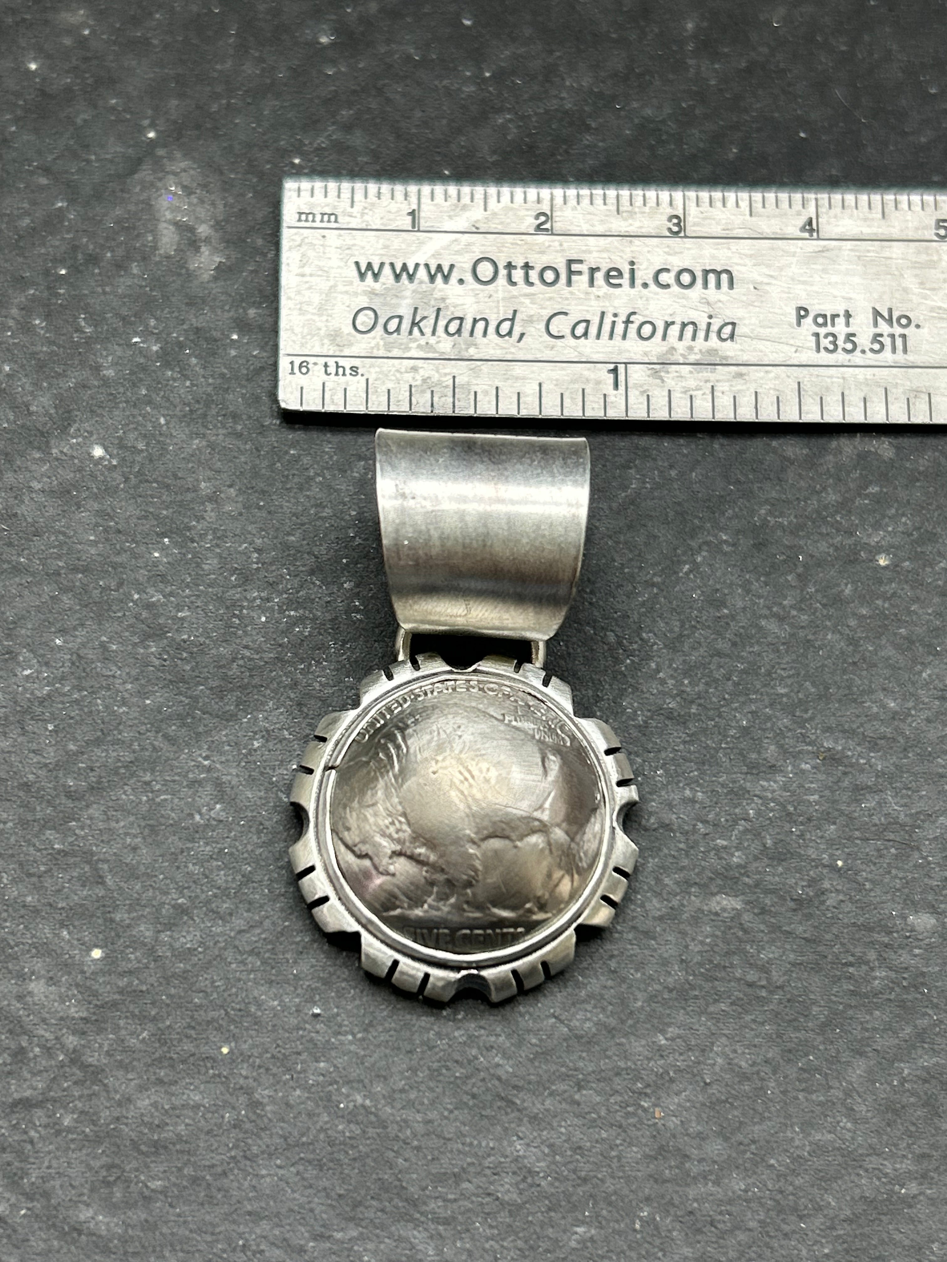 Sterling Silver + Vintage Buffalo Nickel Concho Style Pendant Style #2
