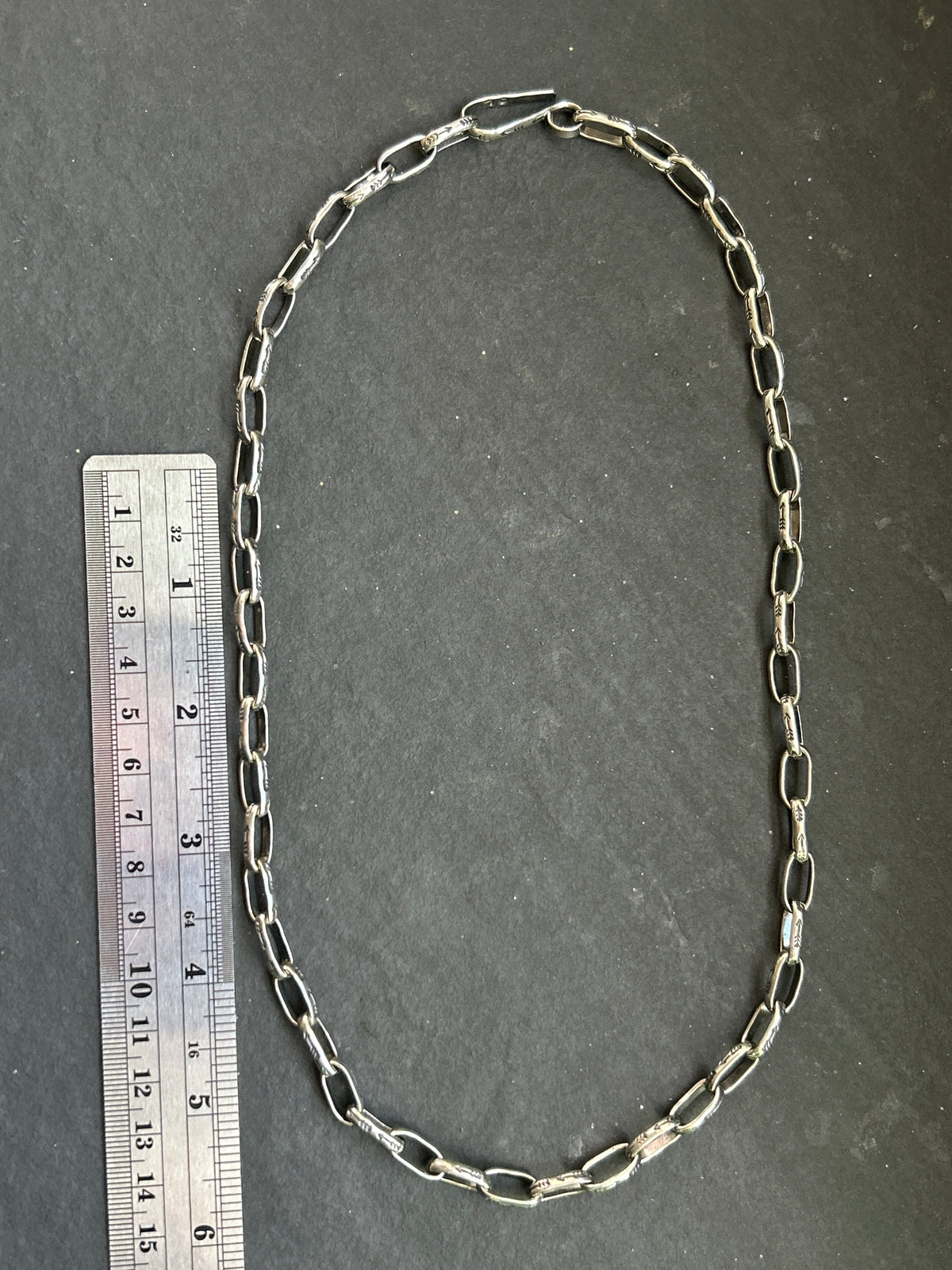 Sterling Silver Medium Link Wayfinder Pattern Paperclip Chain