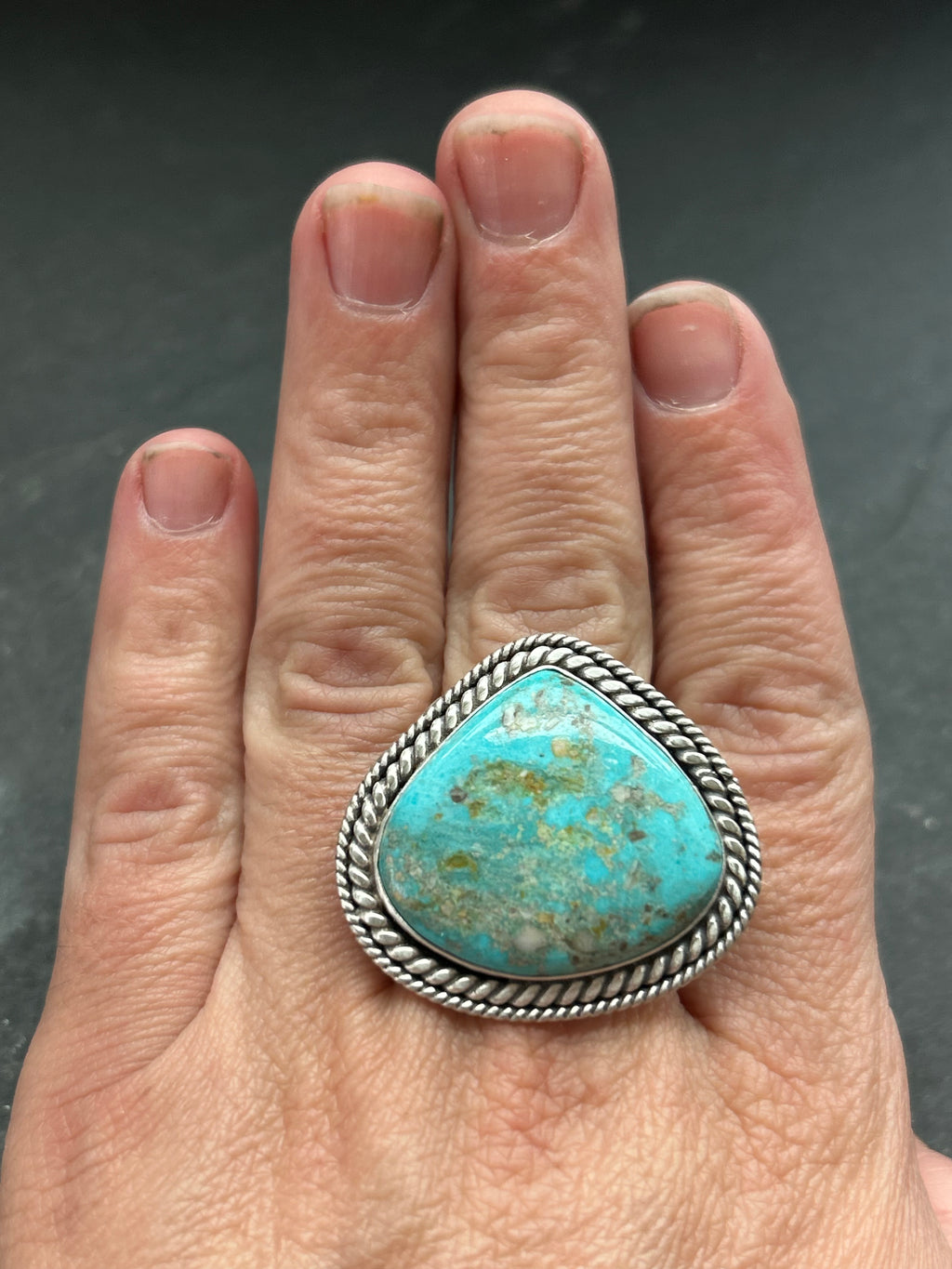 Big Nugget Turquoise Adjustable Band Ring Style #2