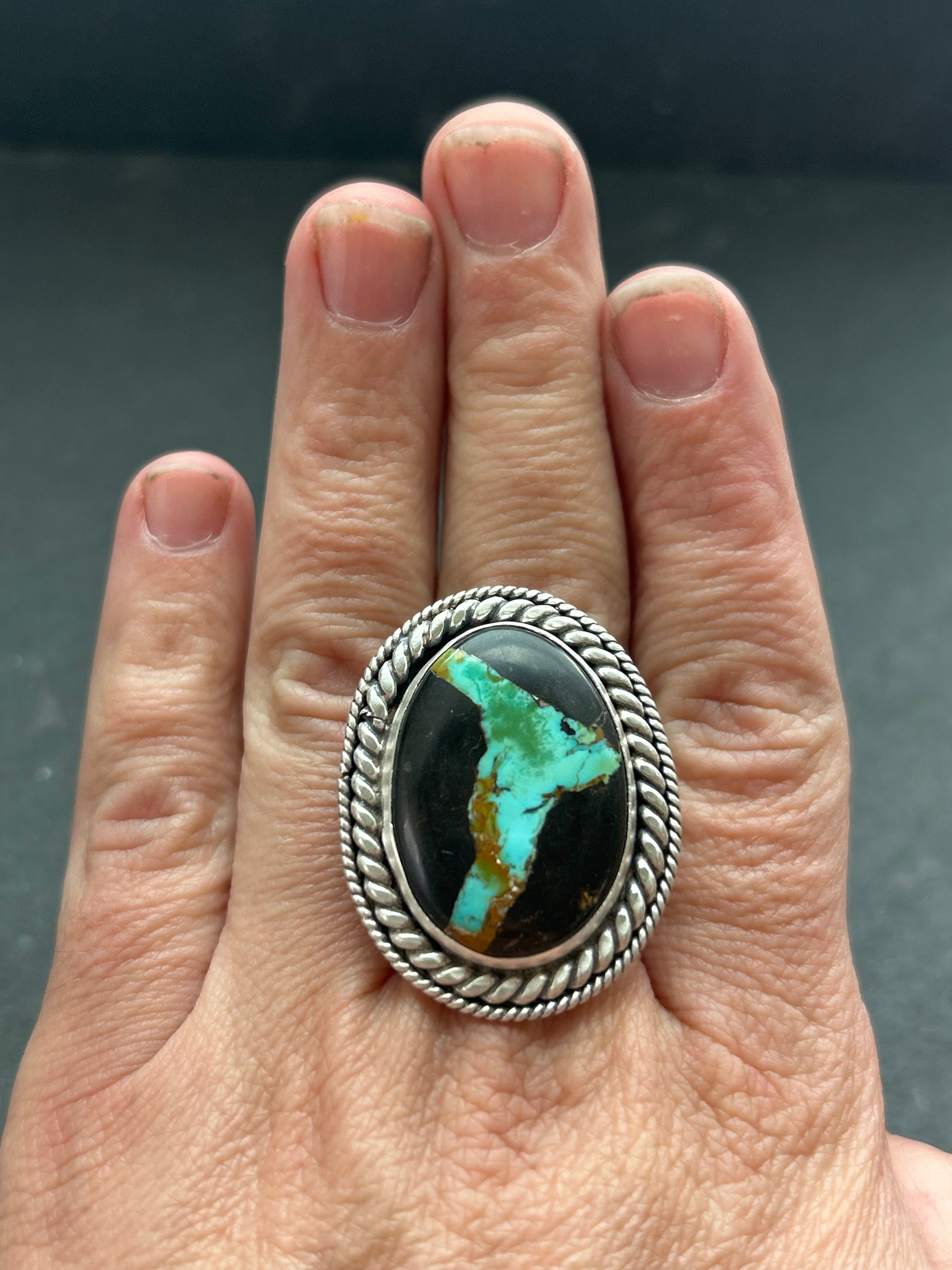 Blackjack Turquoise Adjustable Band Ring Style #2