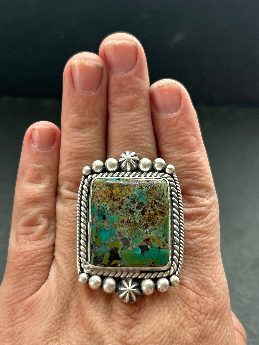 Black Hills Turquoise Adjustable Band Ring Style #1