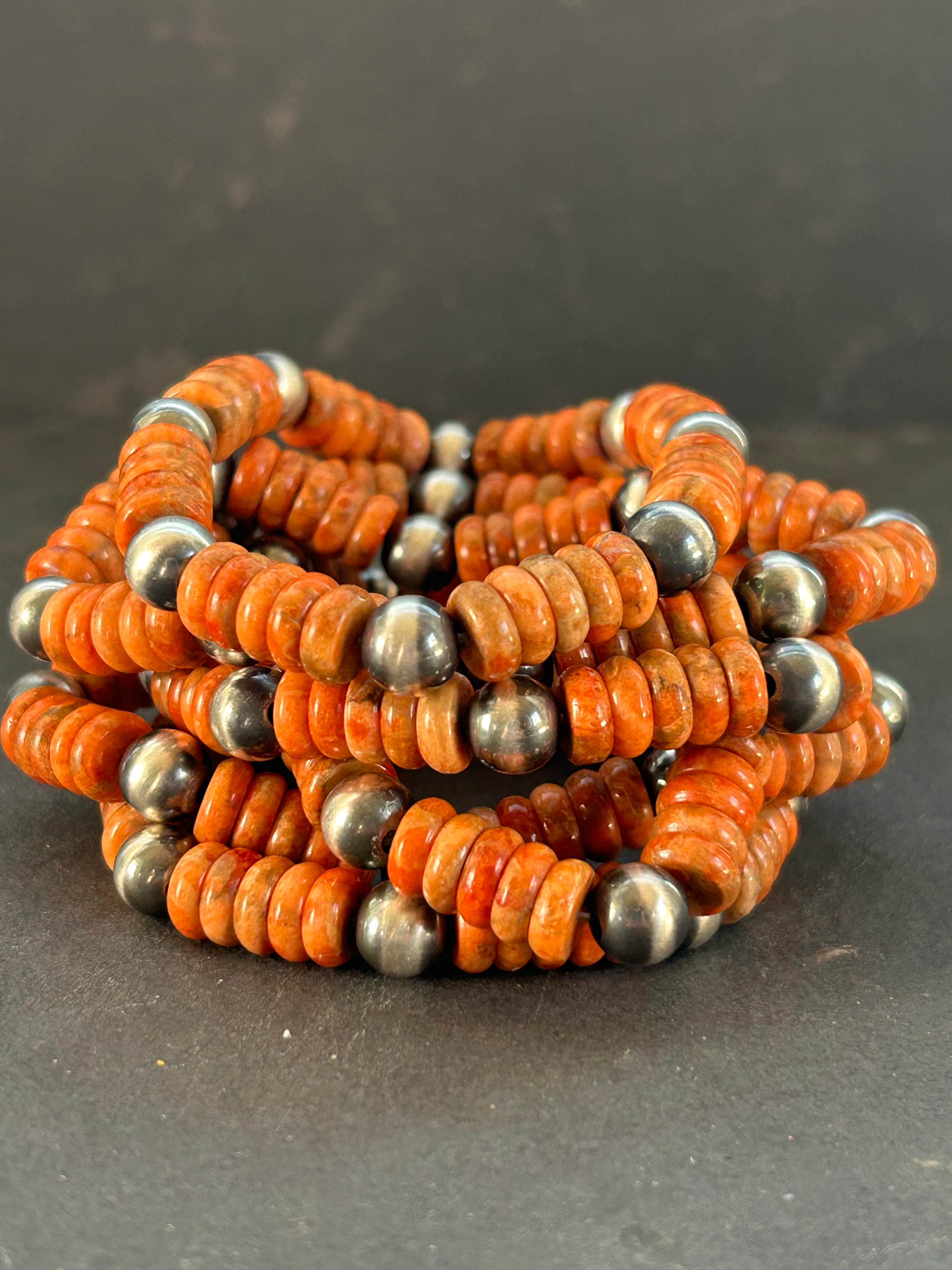 Apple Coral Stretchy Stacker Bracelet