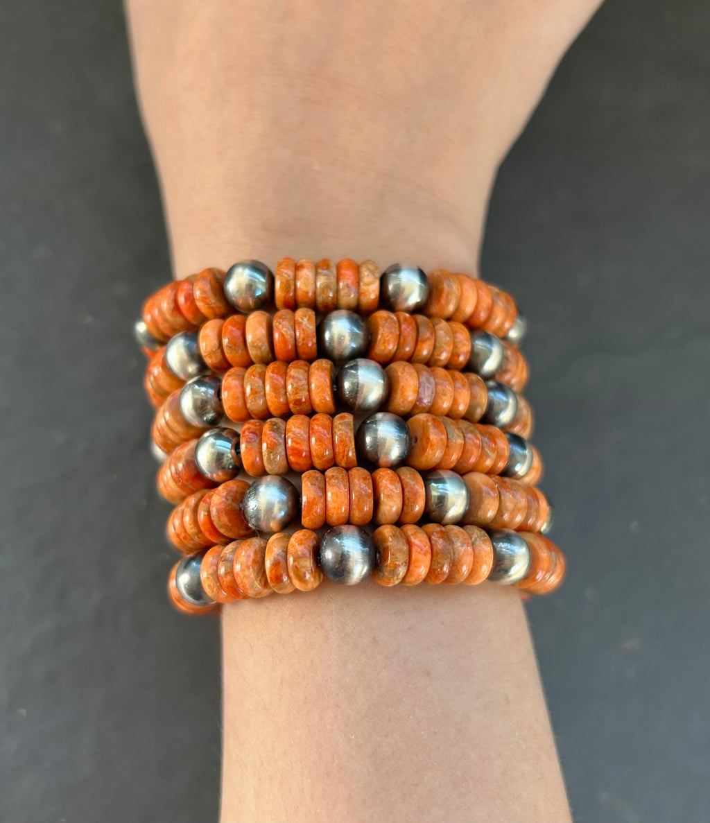 Apple Coral Stretchy Stacker Bracelet