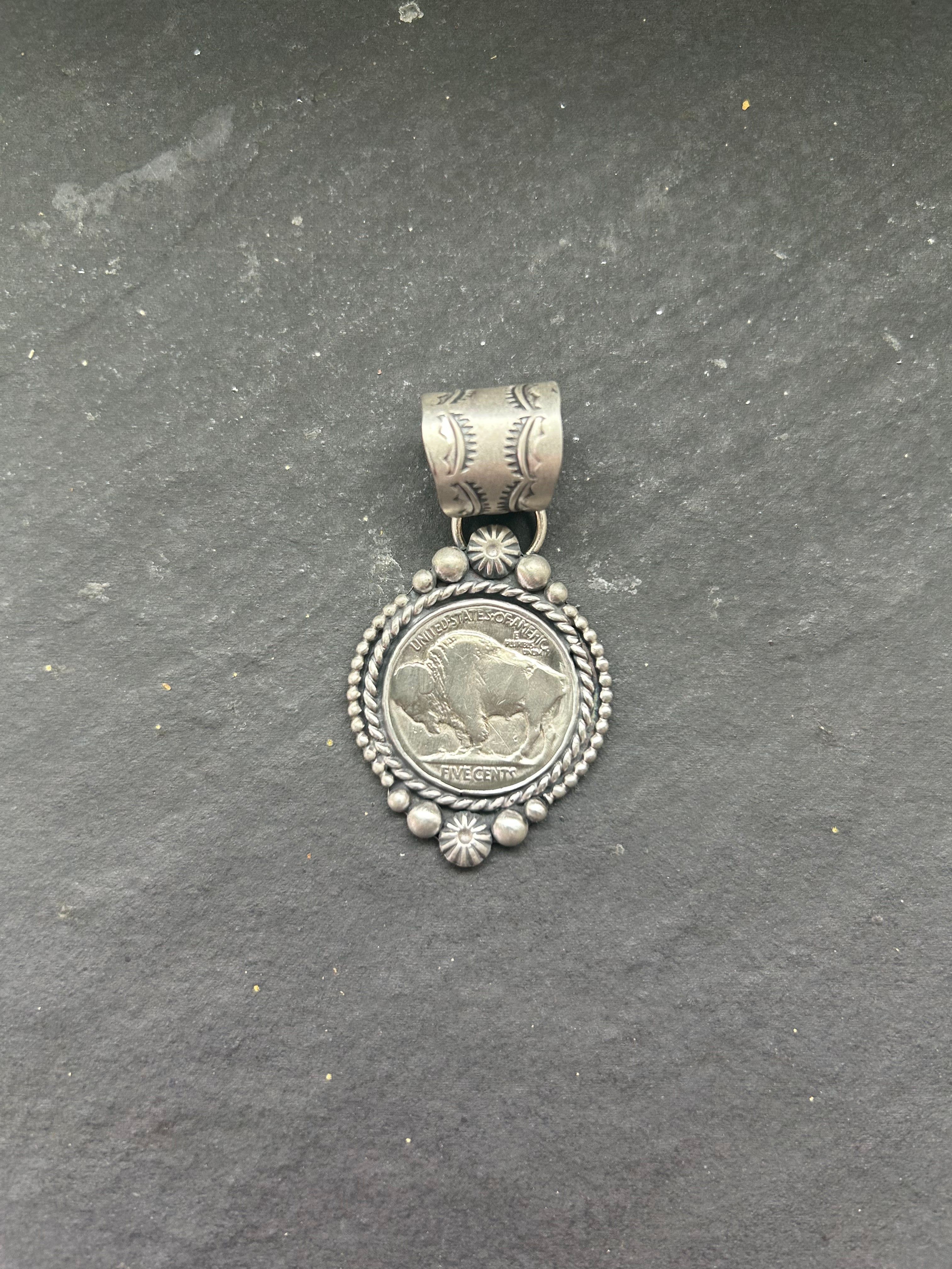 Sterling Silver + Vintage Buffalo Nickel Pendant