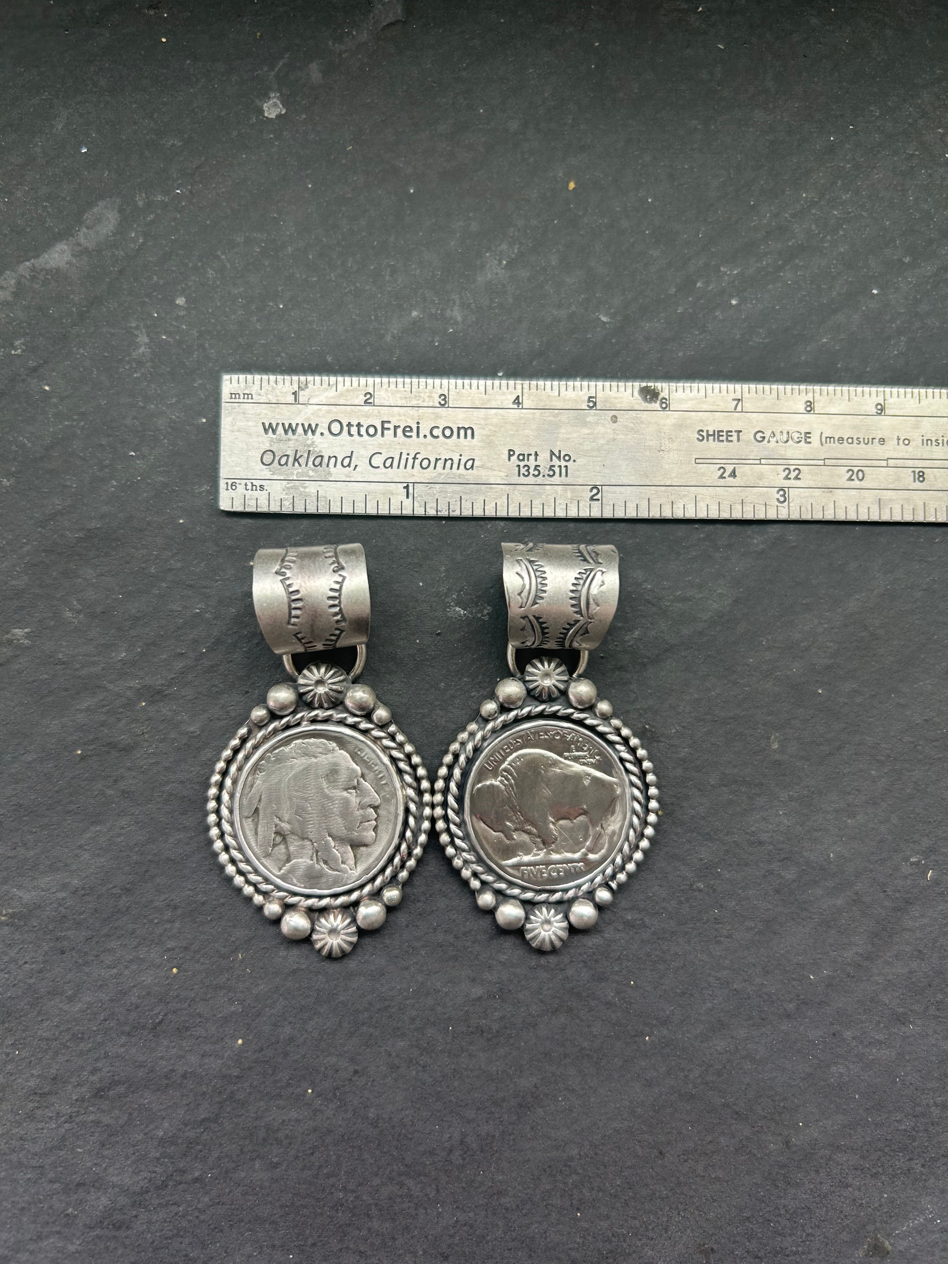 Sterling Silver + Vintage Buffalo Nickel Pendant