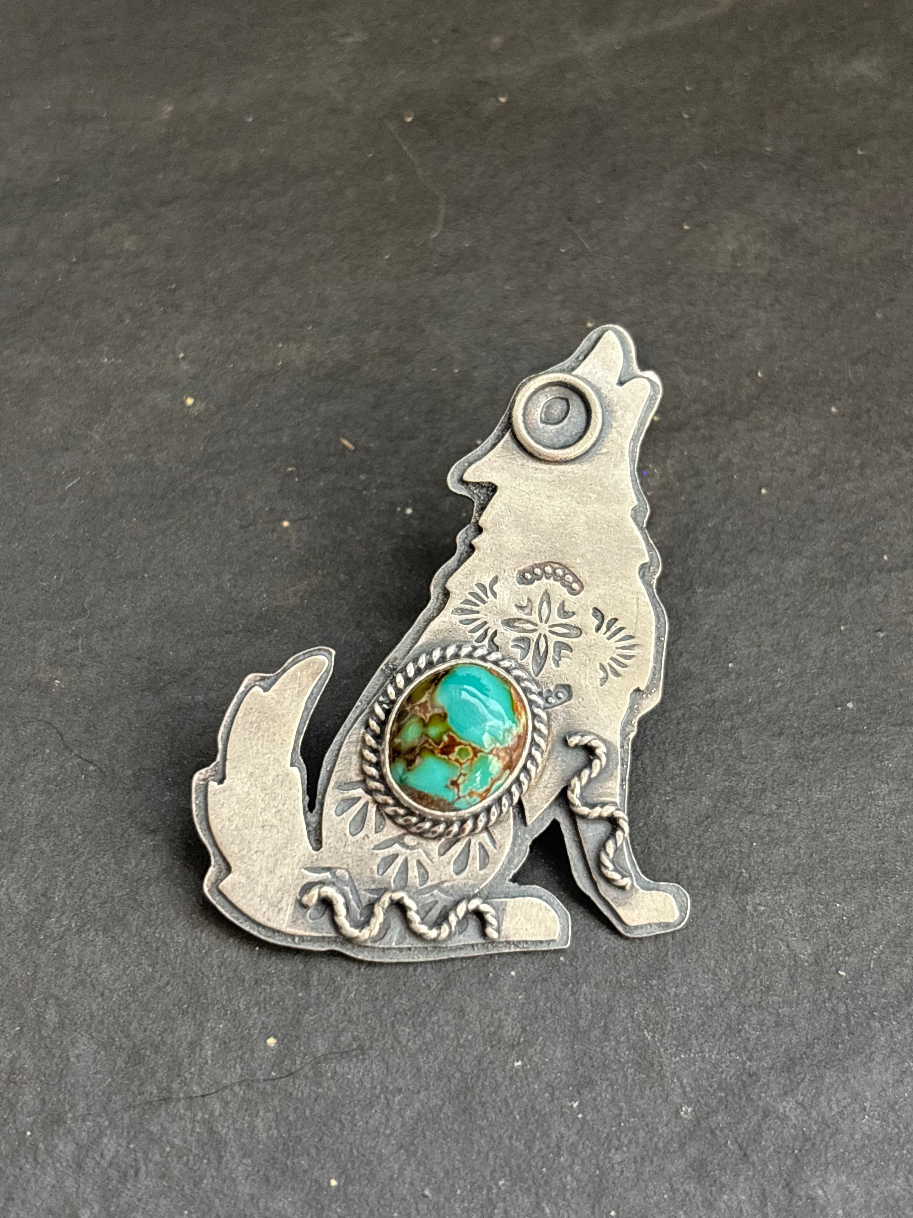Royston Turquoise Into The Wild Wolf Pendant
