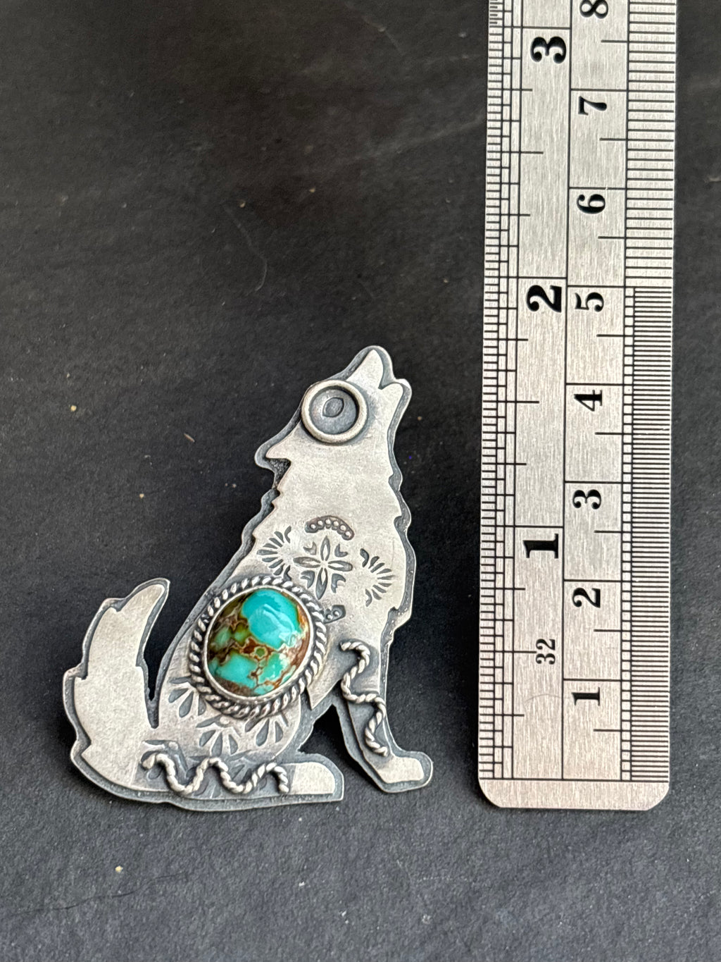 Royston Turquoise Into The Wild Wolf Pendant