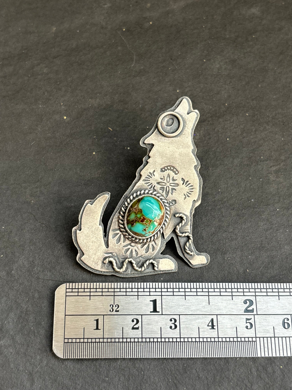 Royston Turquoise Into The Wild Wolf Pendant
