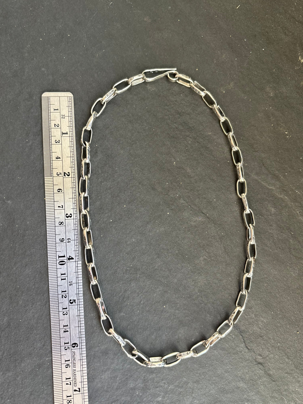 Sterling Silver Medium Link Feather of Courage Pattern Paperclip Chain