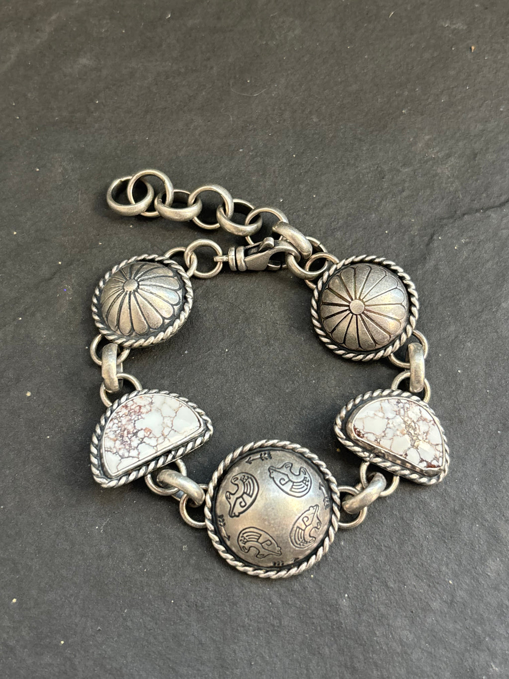 Wild Horse Guided By The Heart Pattern Half Shell Lariat Bracelet