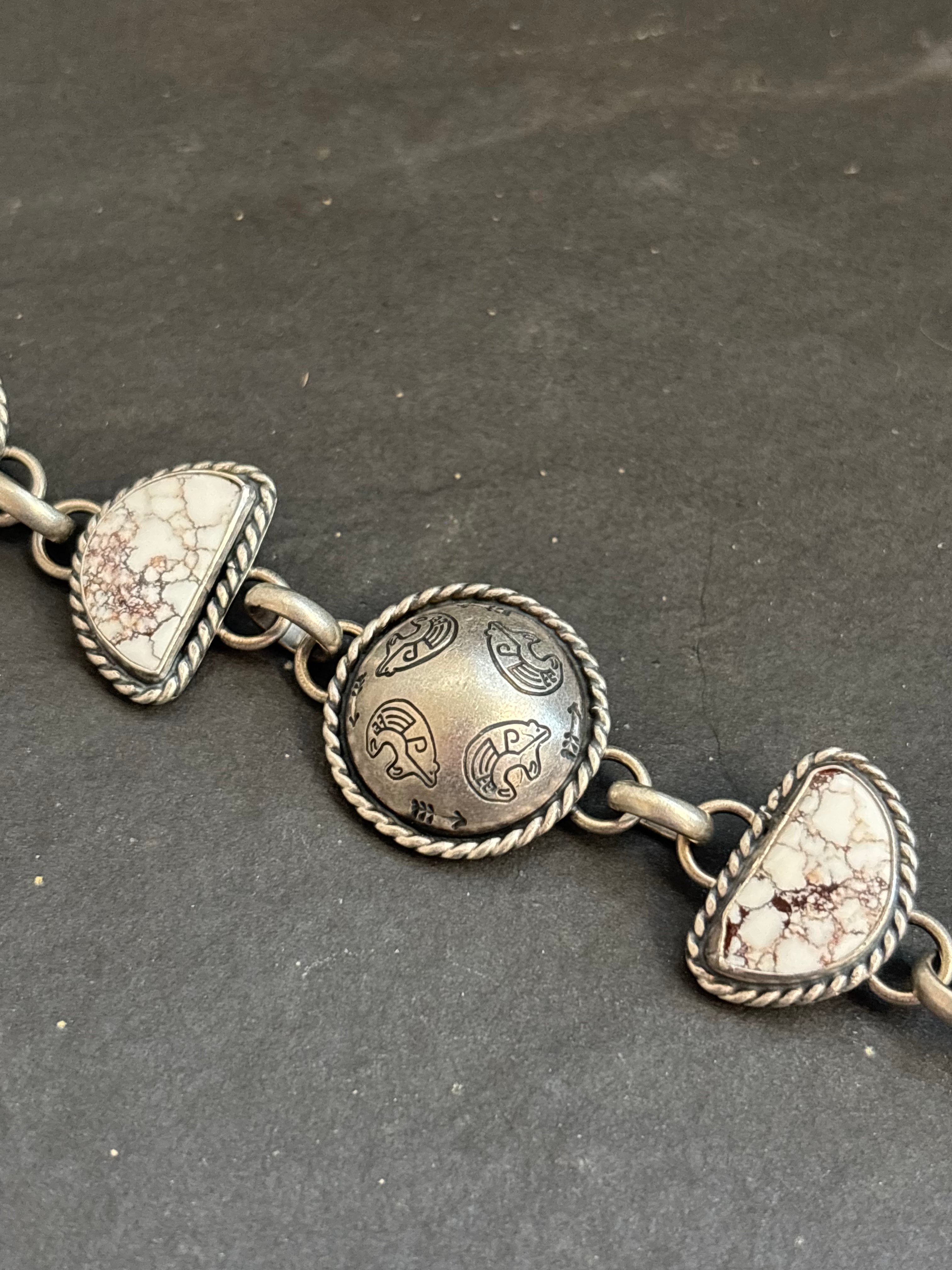 Wild Horse Guided By The Heart Pattern Half Shell Lariat Bracelet