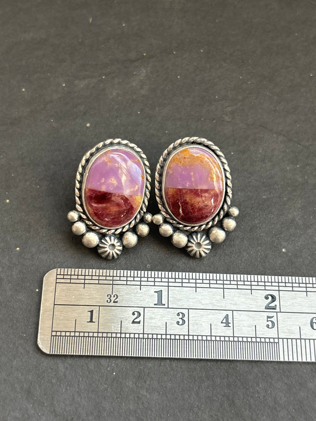 Desert Rose + Purple Spiny Inlay Stud Earrings