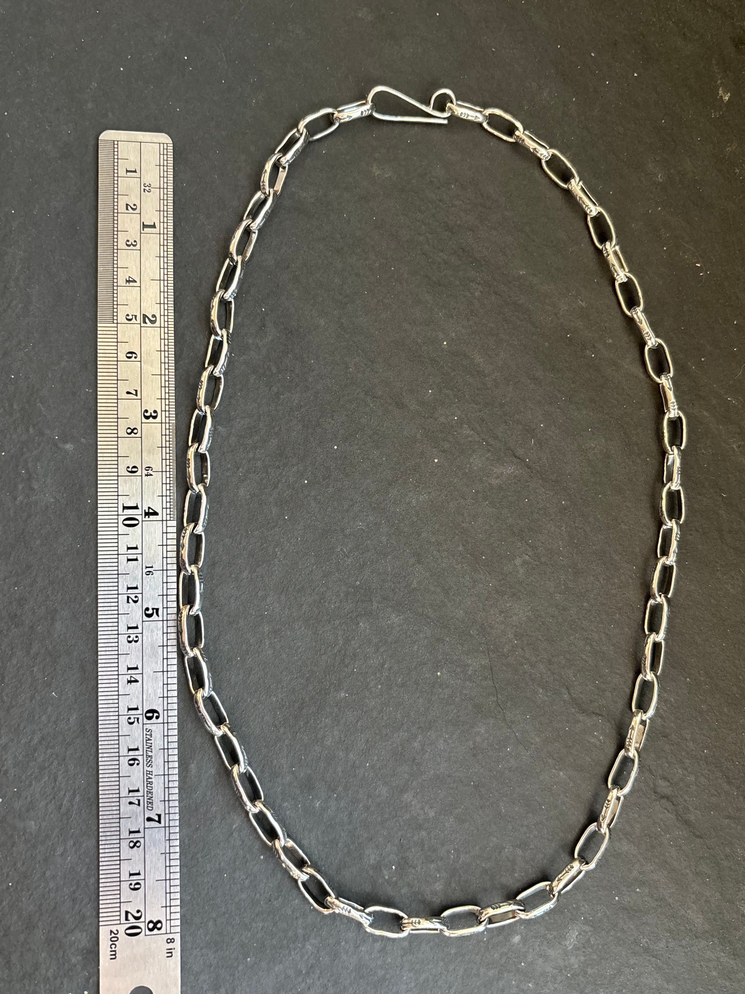 Sterling Silver Medium Link Wayfinder Pattern Paperclip Chain