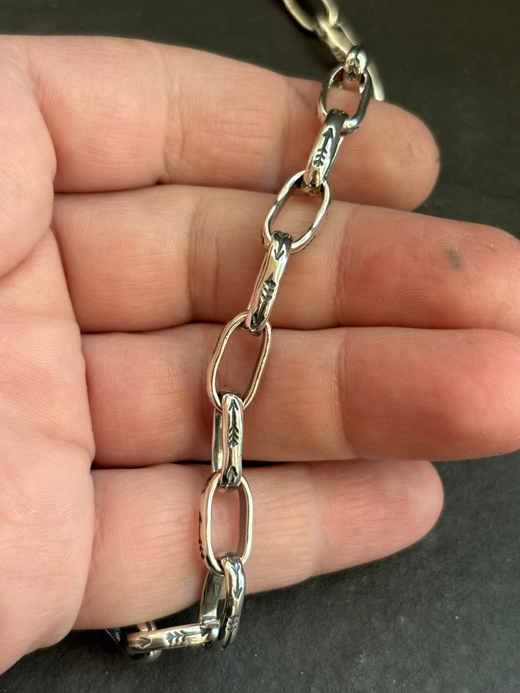 Sterling Silver Medium Link Wayfinder Pattern Paperclip Chain