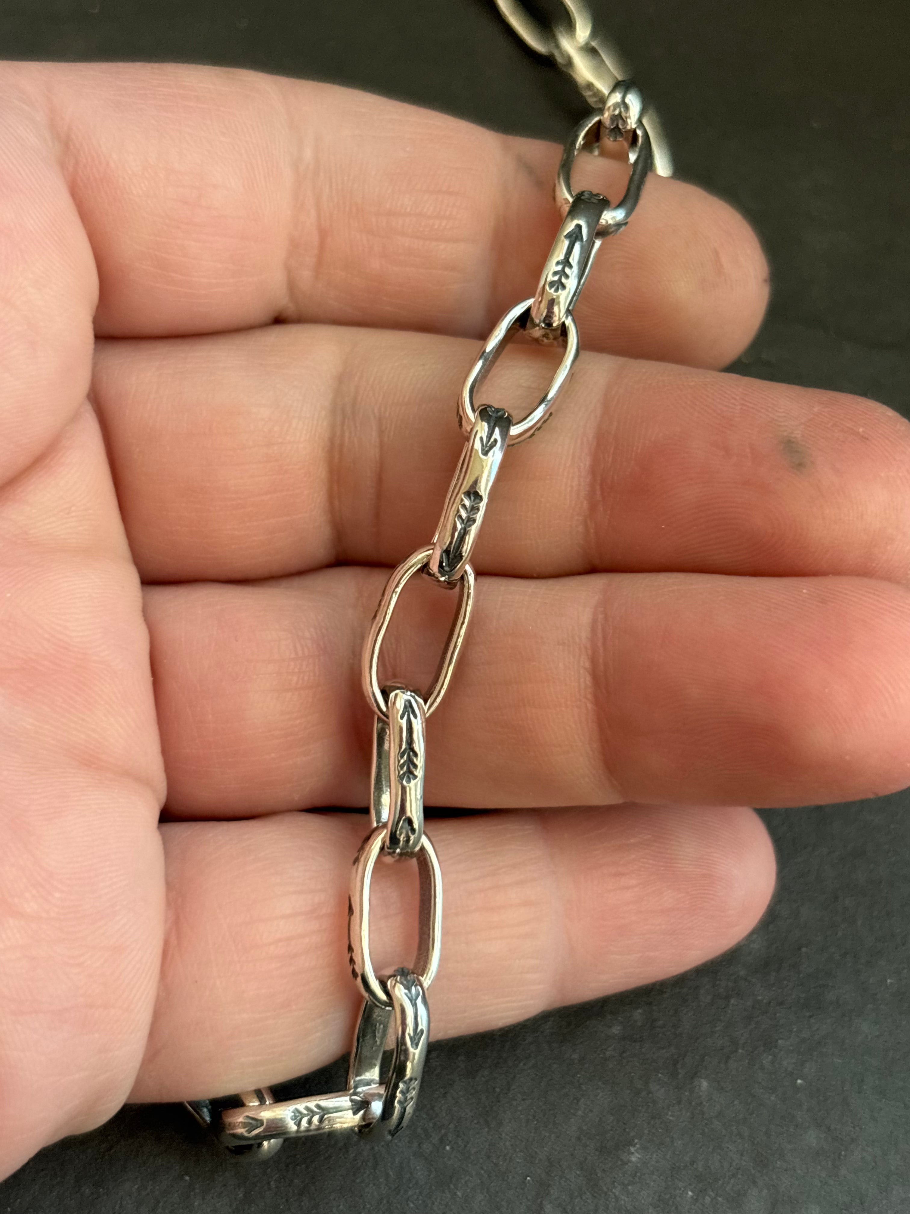 Sterling Silver Medium Link Wayfinder Pattern Paperclip Chain