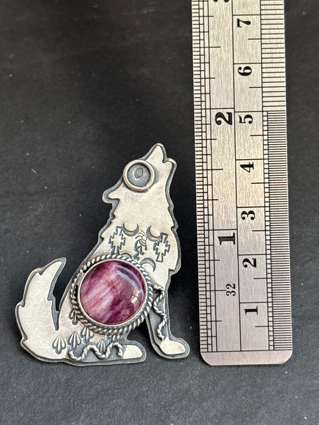 Purple Spiny Oyster Into The Wild Wolf Pendant