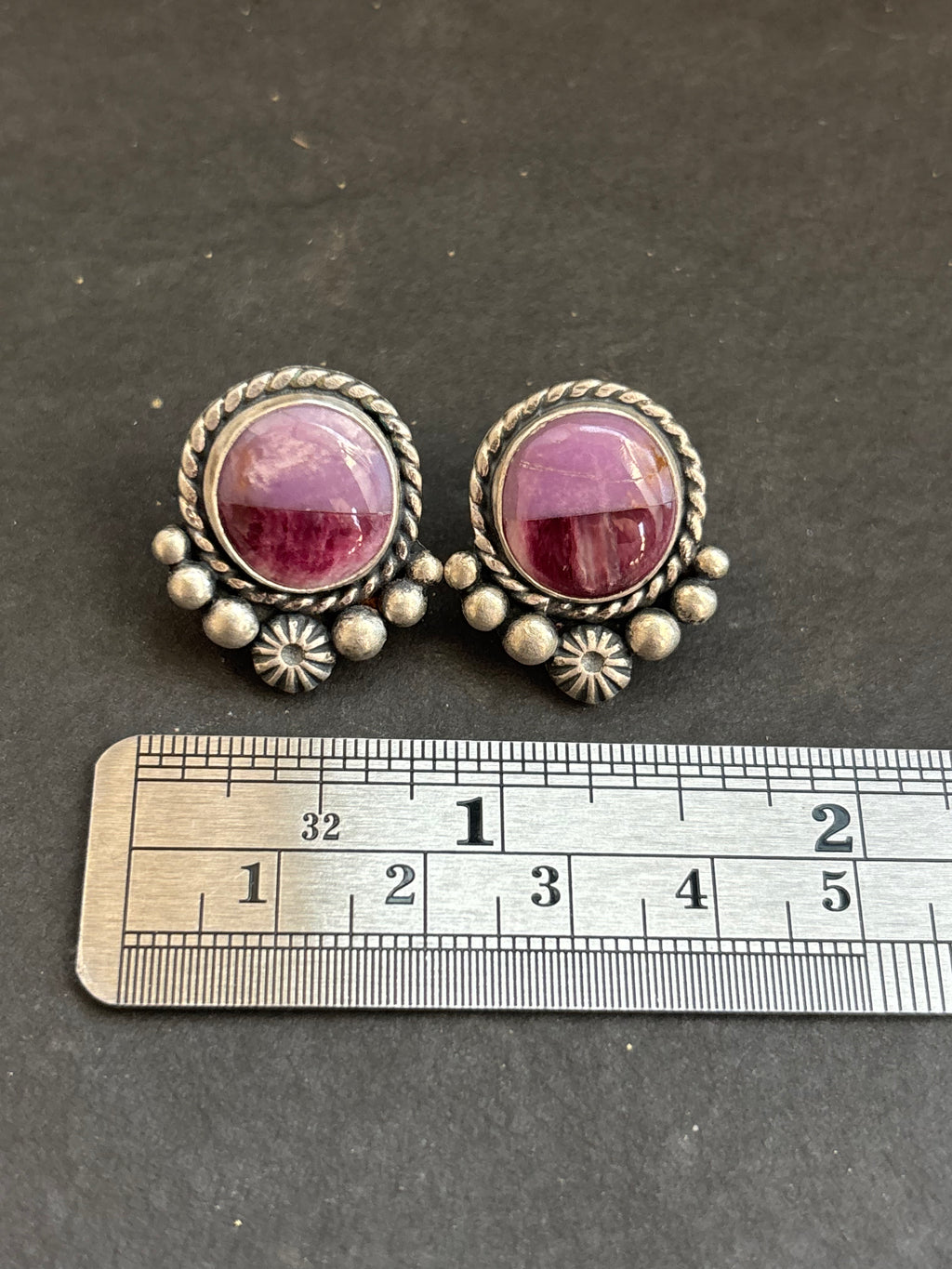 Desert Rose + Purple Spiny Inlay Stud Earrings