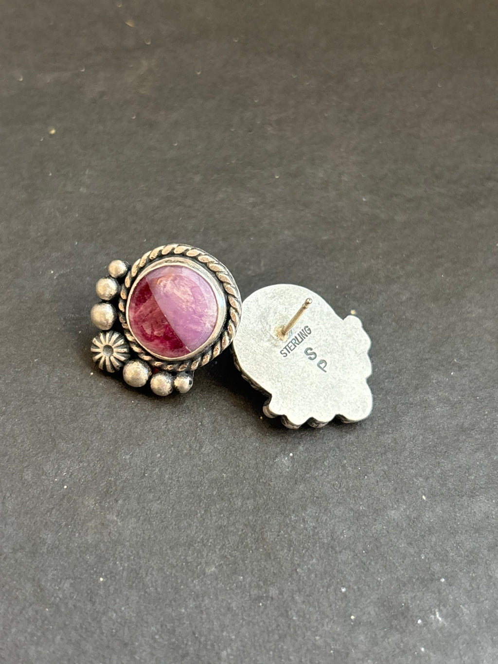 Desert Rose + Purple Spiny Inlay Stud Earrings