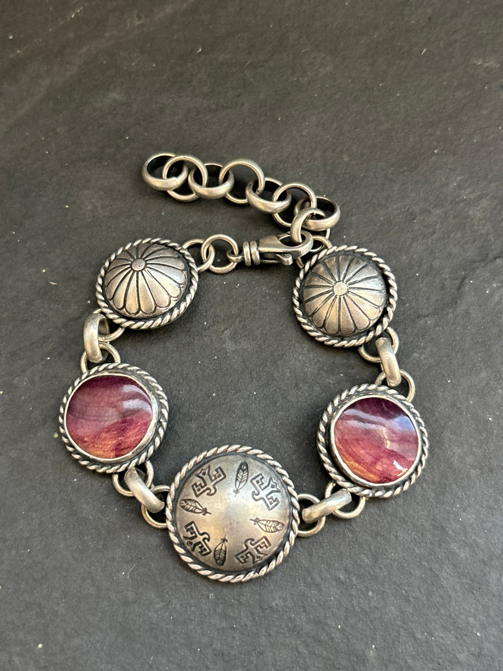 Sunset Spiny Wings of Courage Pattern Half Shell Lariat Bracelet