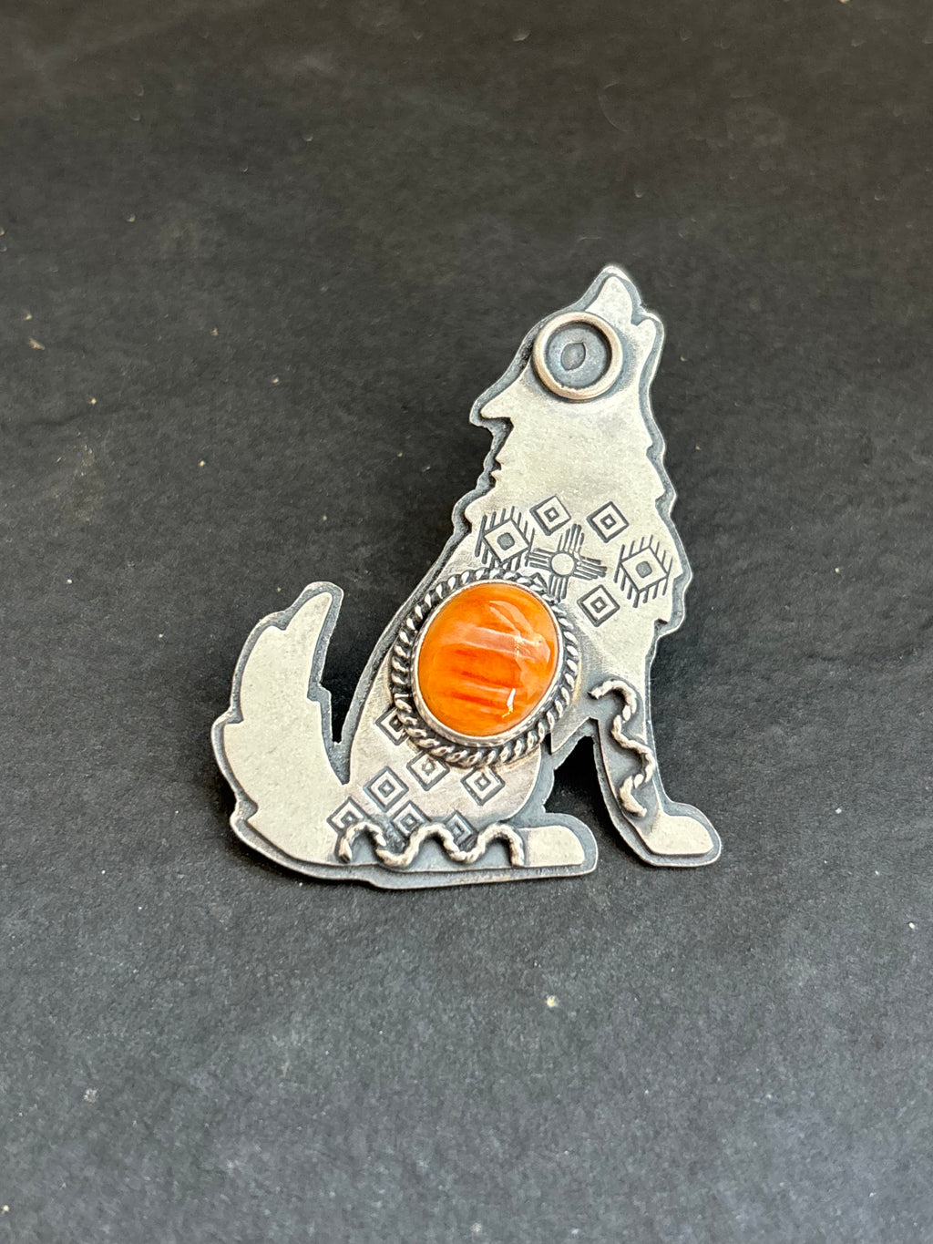 Orange Spiny Oyster Into The Wild Wolf Pendant