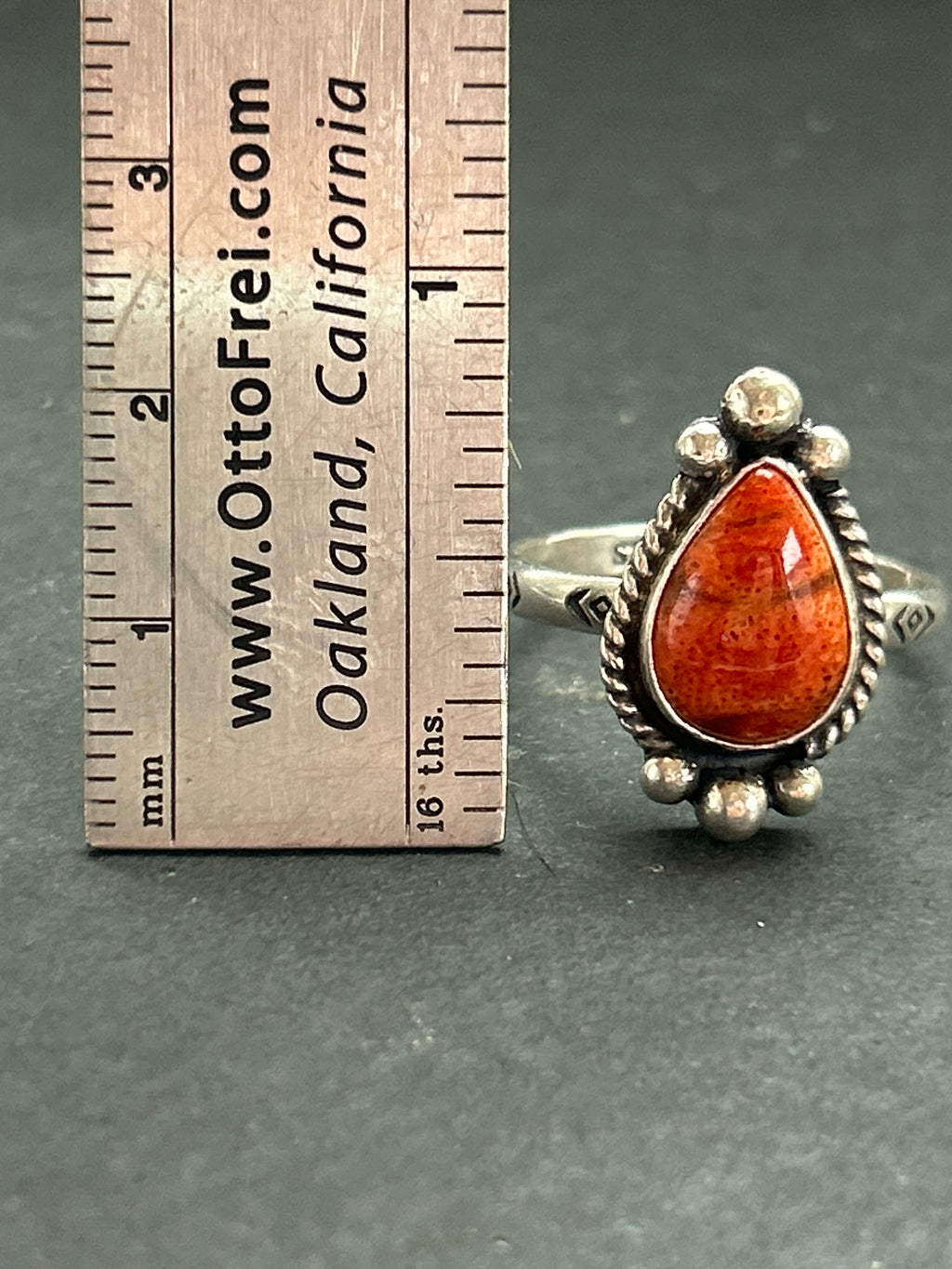 Apple Coral Stamped Stacking Ring