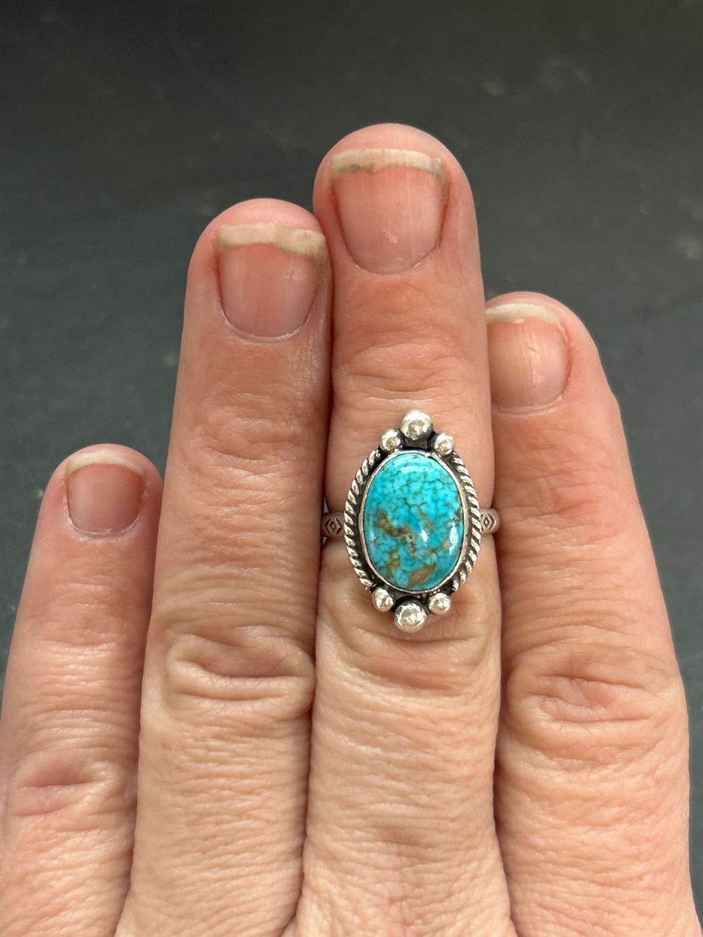 Blue Ridge Turquoise Stamped Stacking Ring