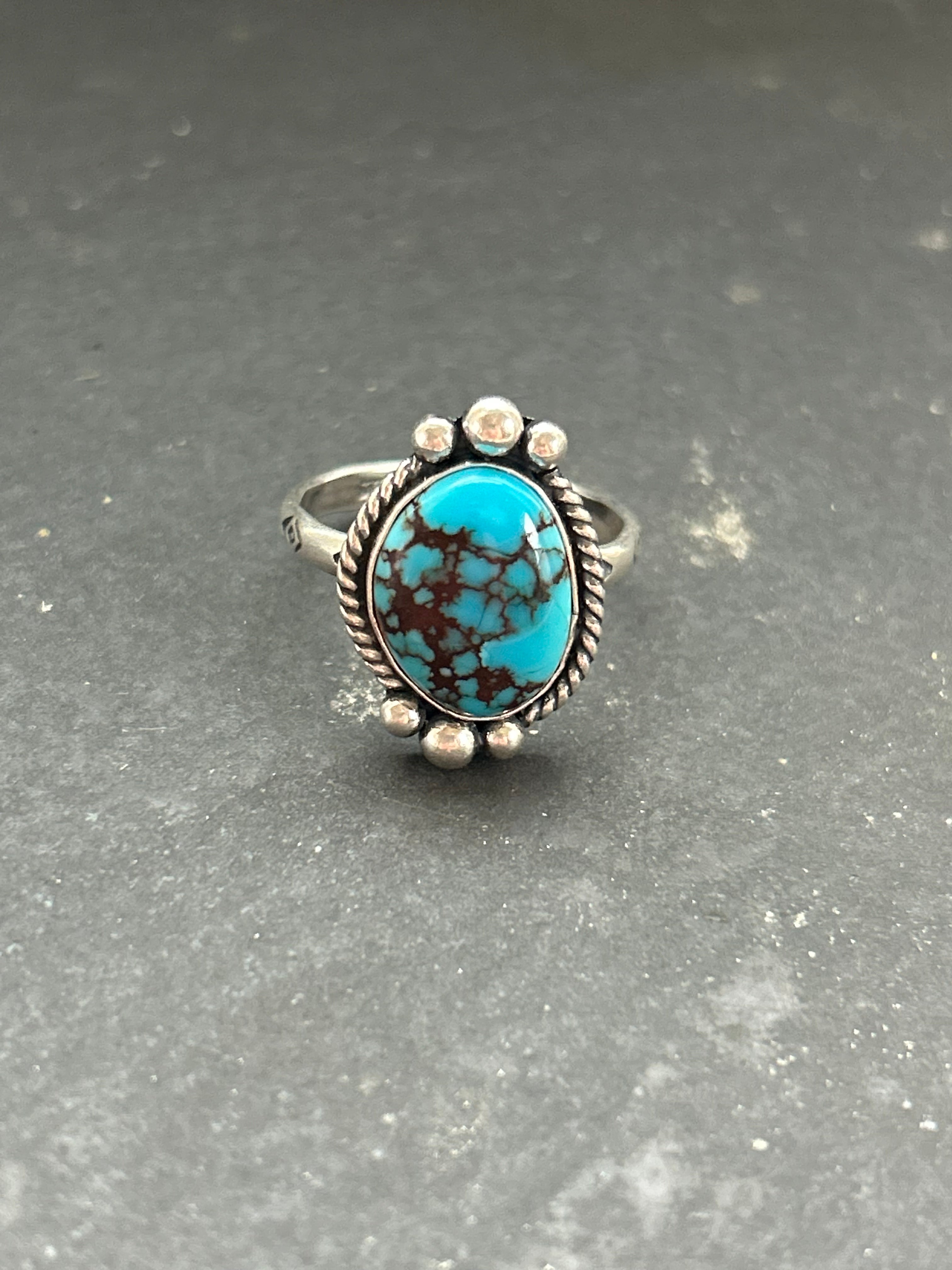 Egyptian Turquoise Stamped Stacking Ring Style #2