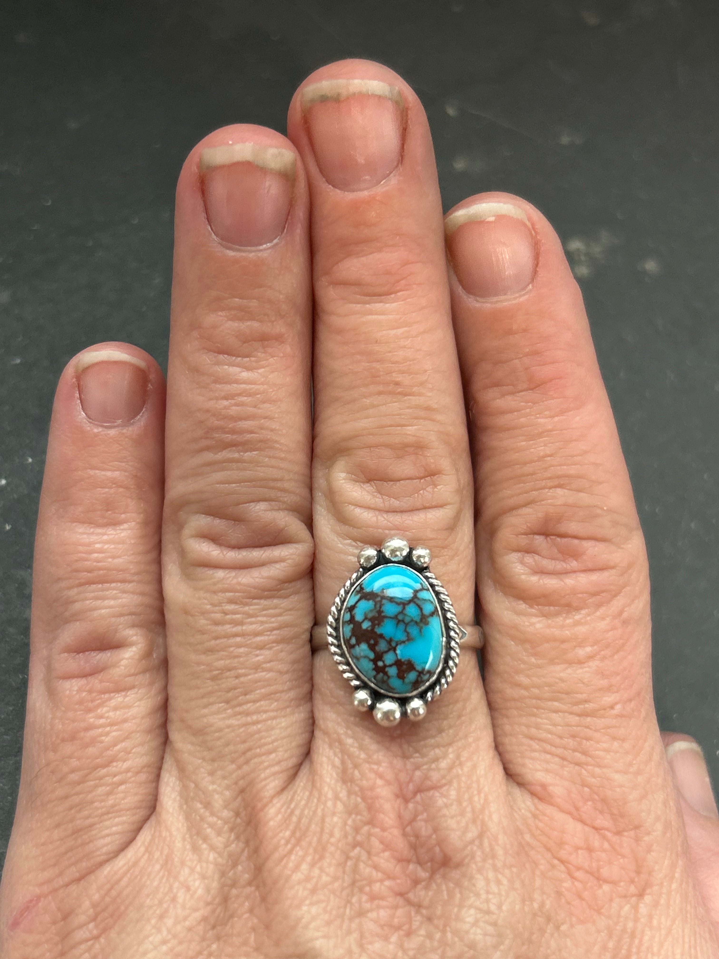 Egyptian Turquoise Stamped Stacking Ring Style #2