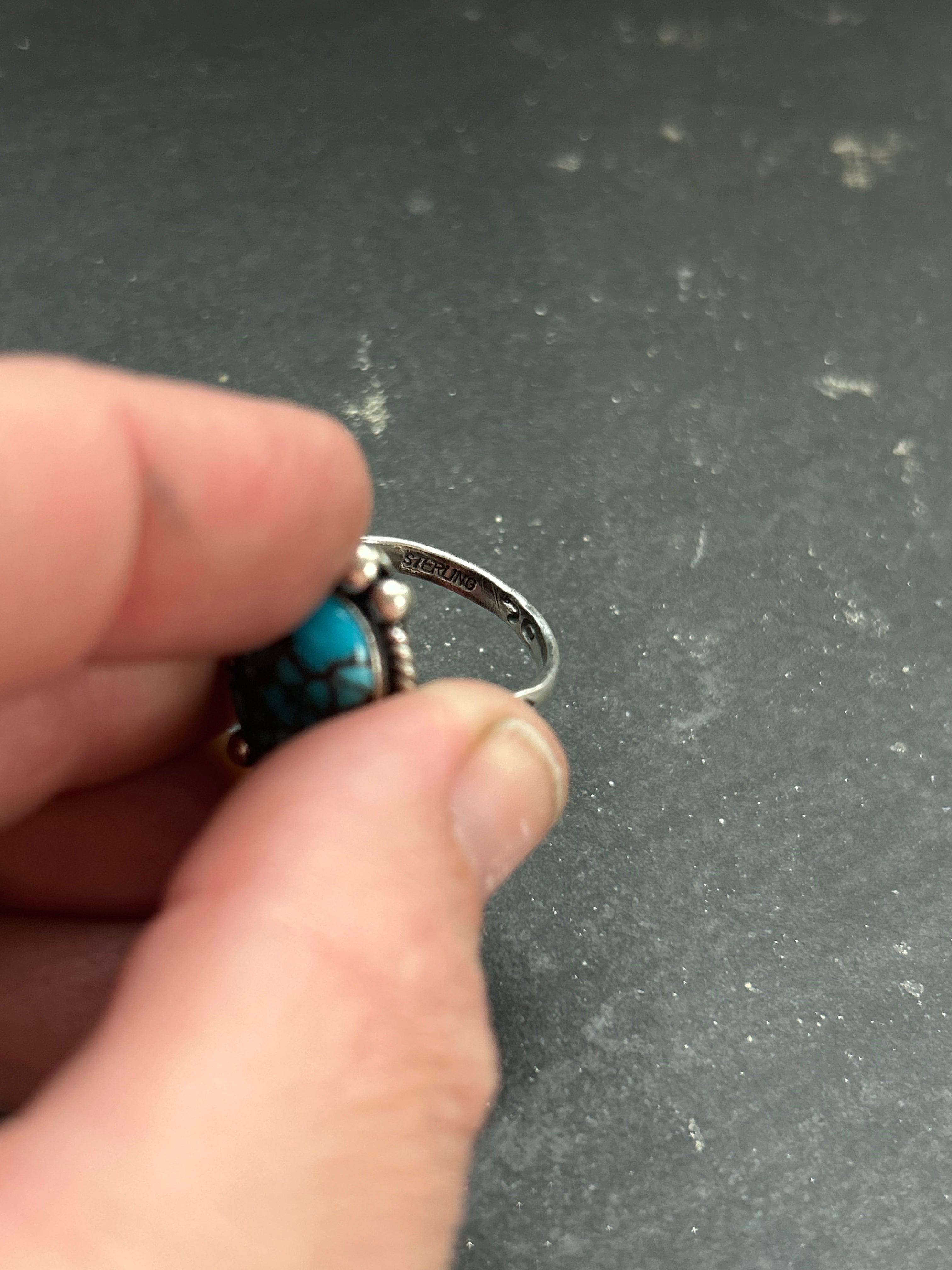 Egyptian Turquoise Stamped Stacking Ring Style #2
