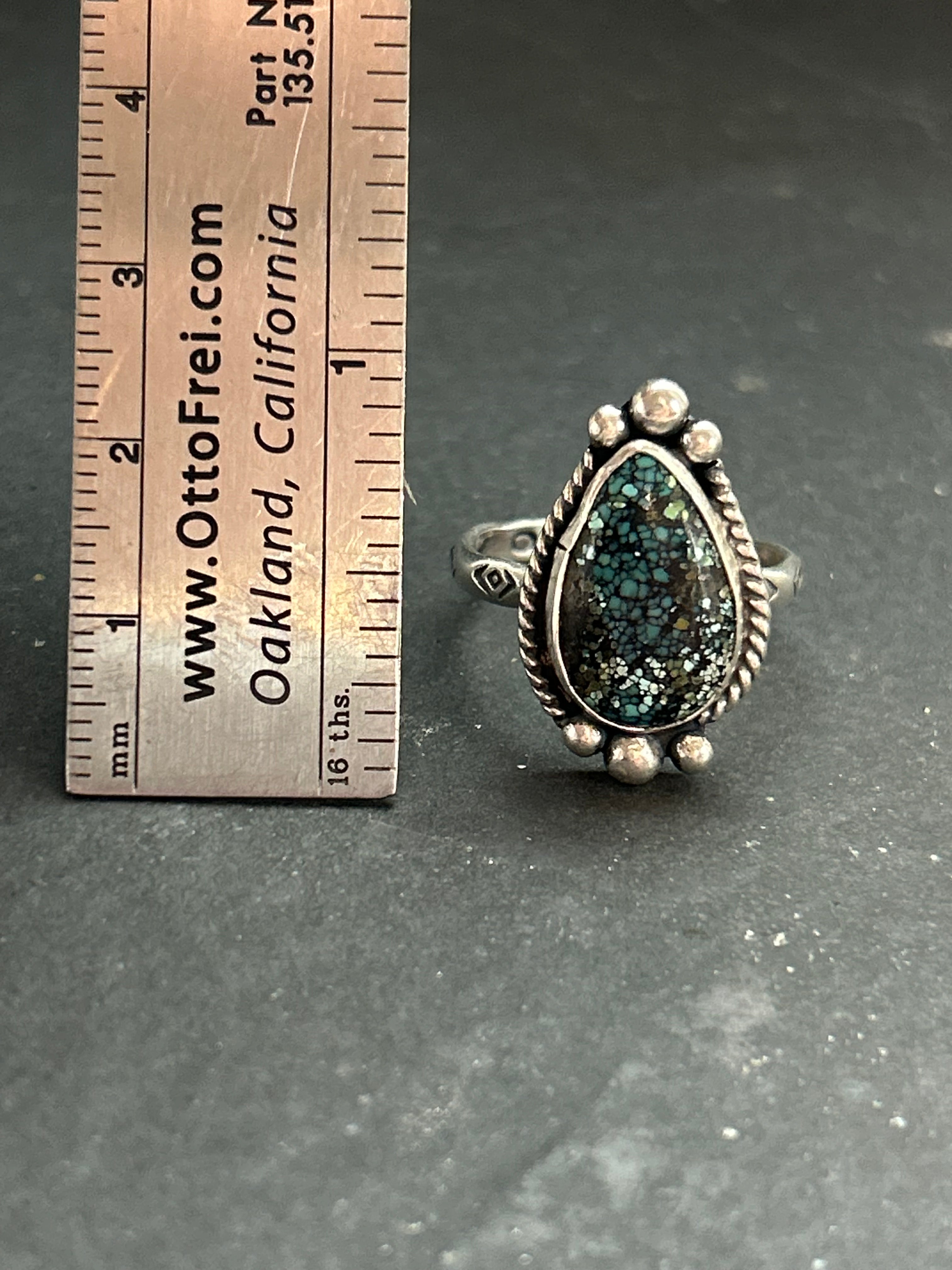 Black Hills Turquoise Stamped Stacking Ring Style #1