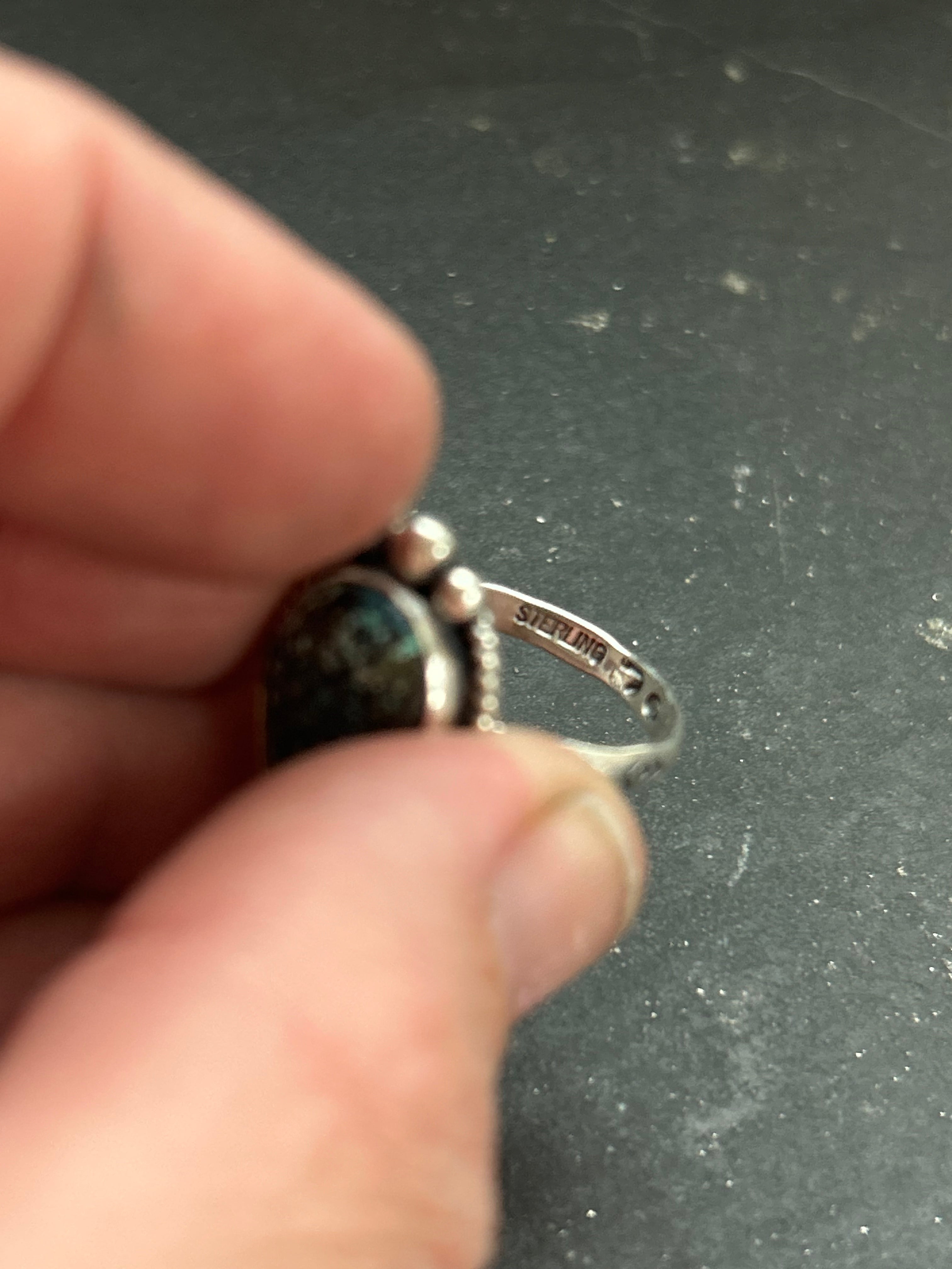 Black Hills Turquoise Stamped Stacking Ring Style #1