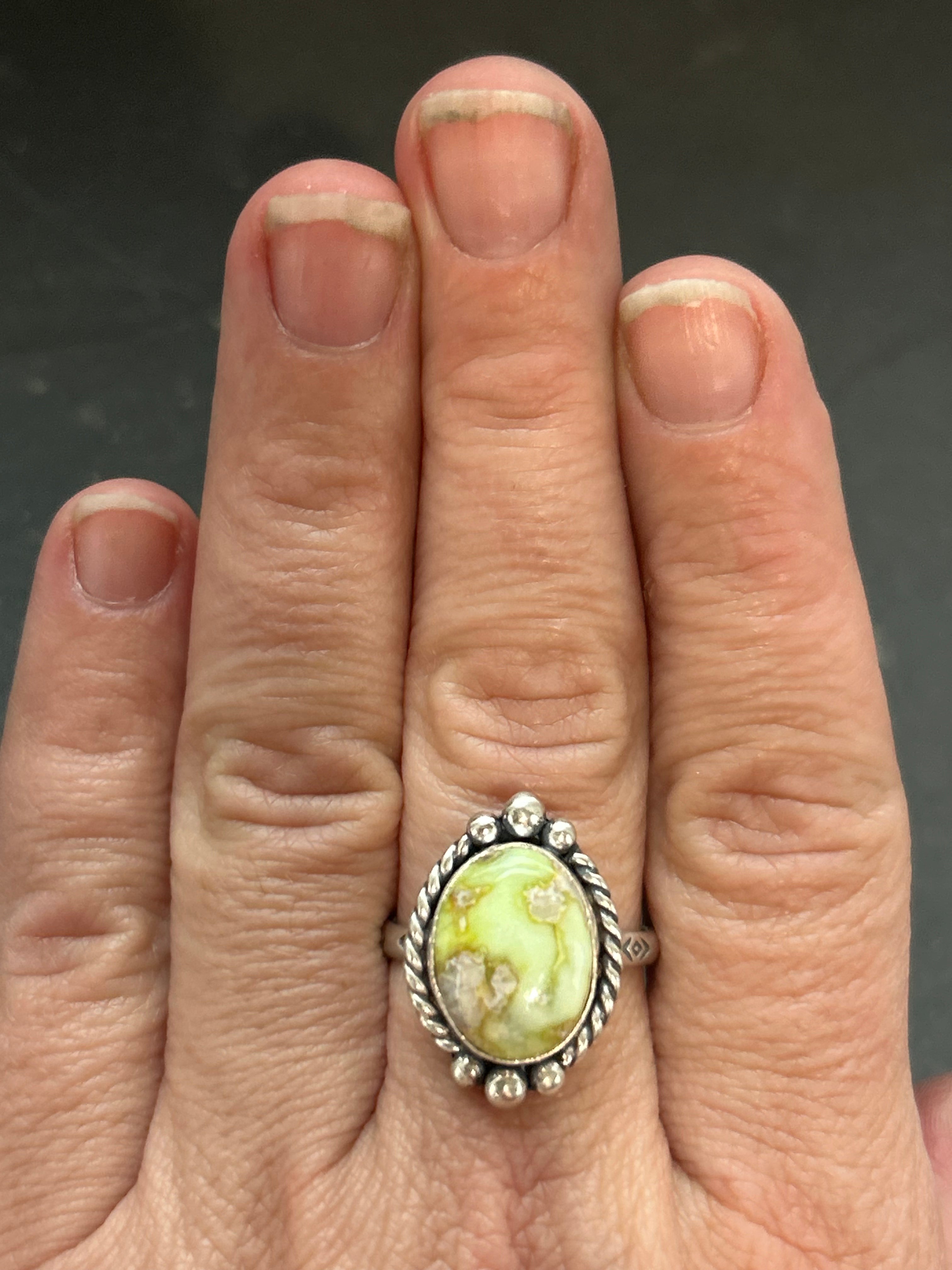 Palomino Variscite Stamped Stacking Ring Style #1