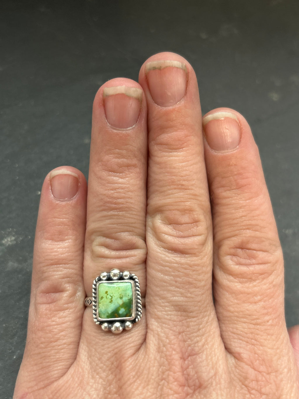 Sonoran Mountain Turquoise Stamped Stacking Ring